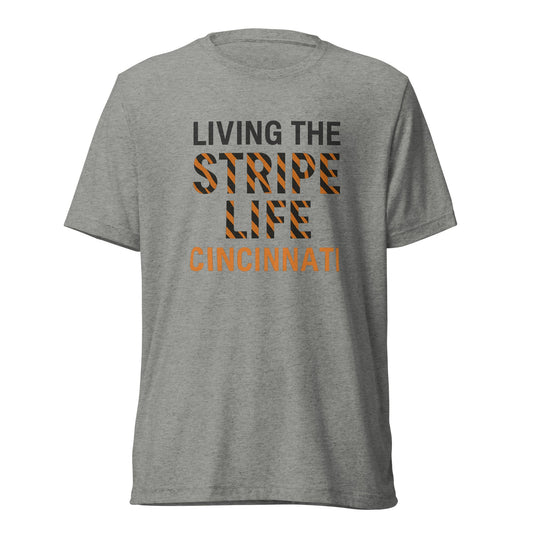 Cincinnati Football Shirt | Living the Stripe Life Design | Elite Tri - Blend - Bluegrass Elite Apparel LLC