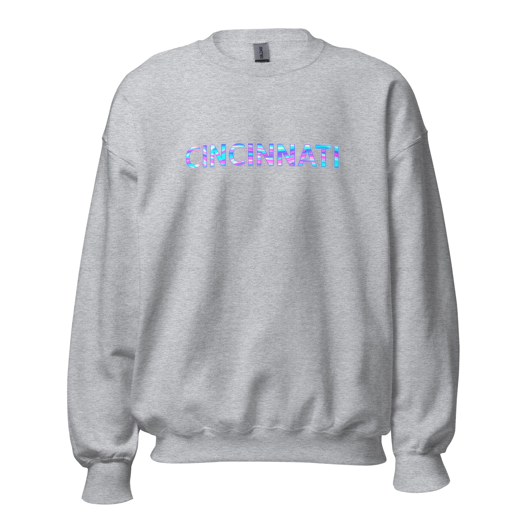 Cincinnati Sweatshirt | Neon Iridescent City Design | Unisex Classic Fit - Bluegrass Elite Apparel LLC
