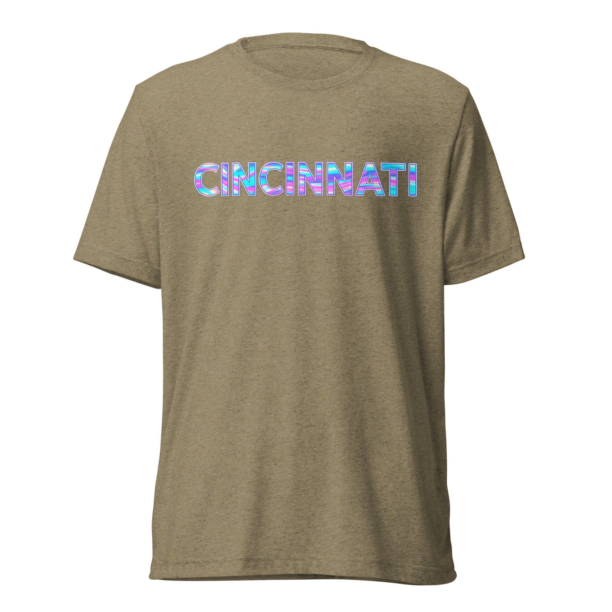 Cincinnati T-Shirt | Neon Iridescent City Design | Elite Tri - Blend - Bluegrass Elite Apparel LLC