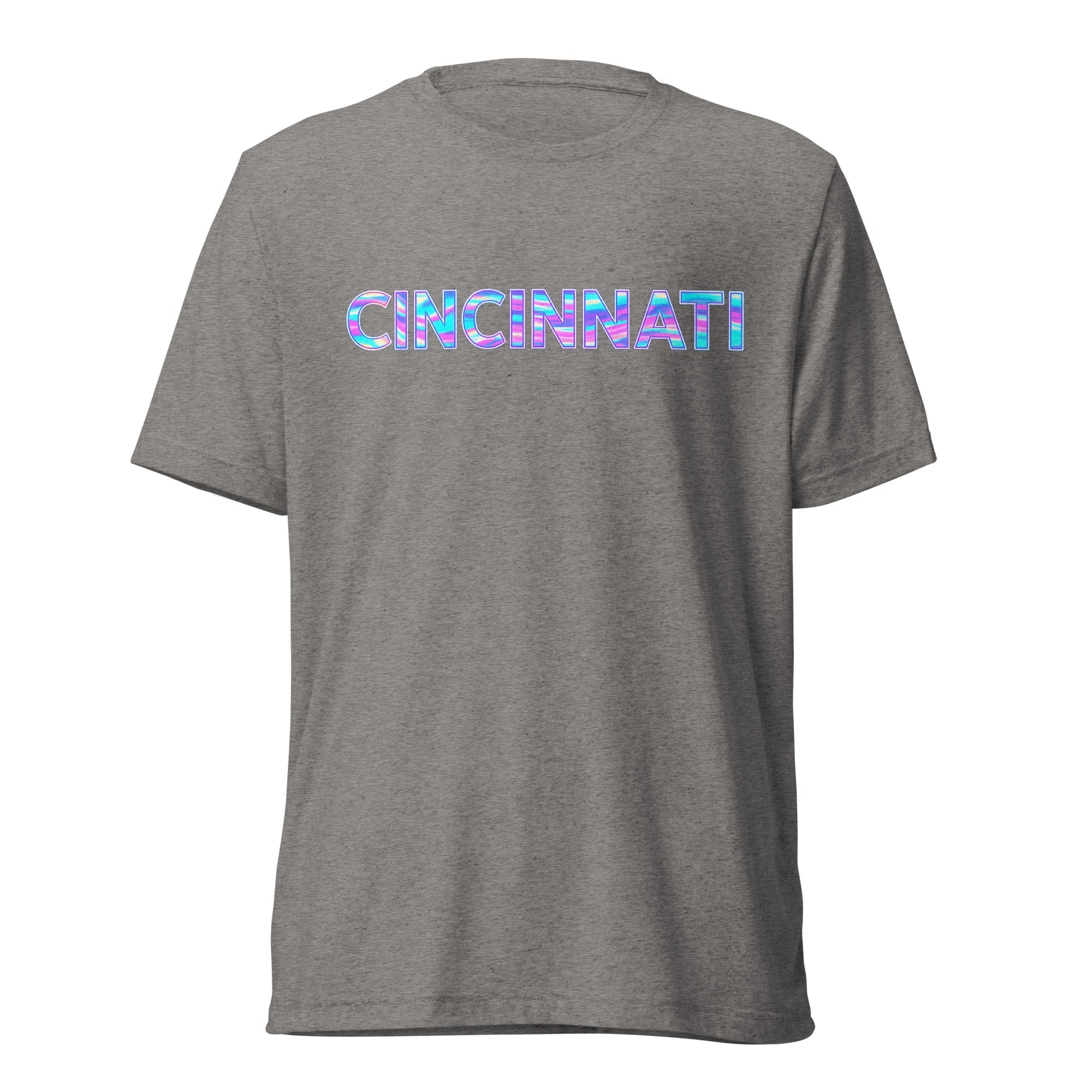 Cincinnati T-Shirt | Neon Iridescent City Design | Elite Tri - Blend - Bluegrass Elite Apparel LLC