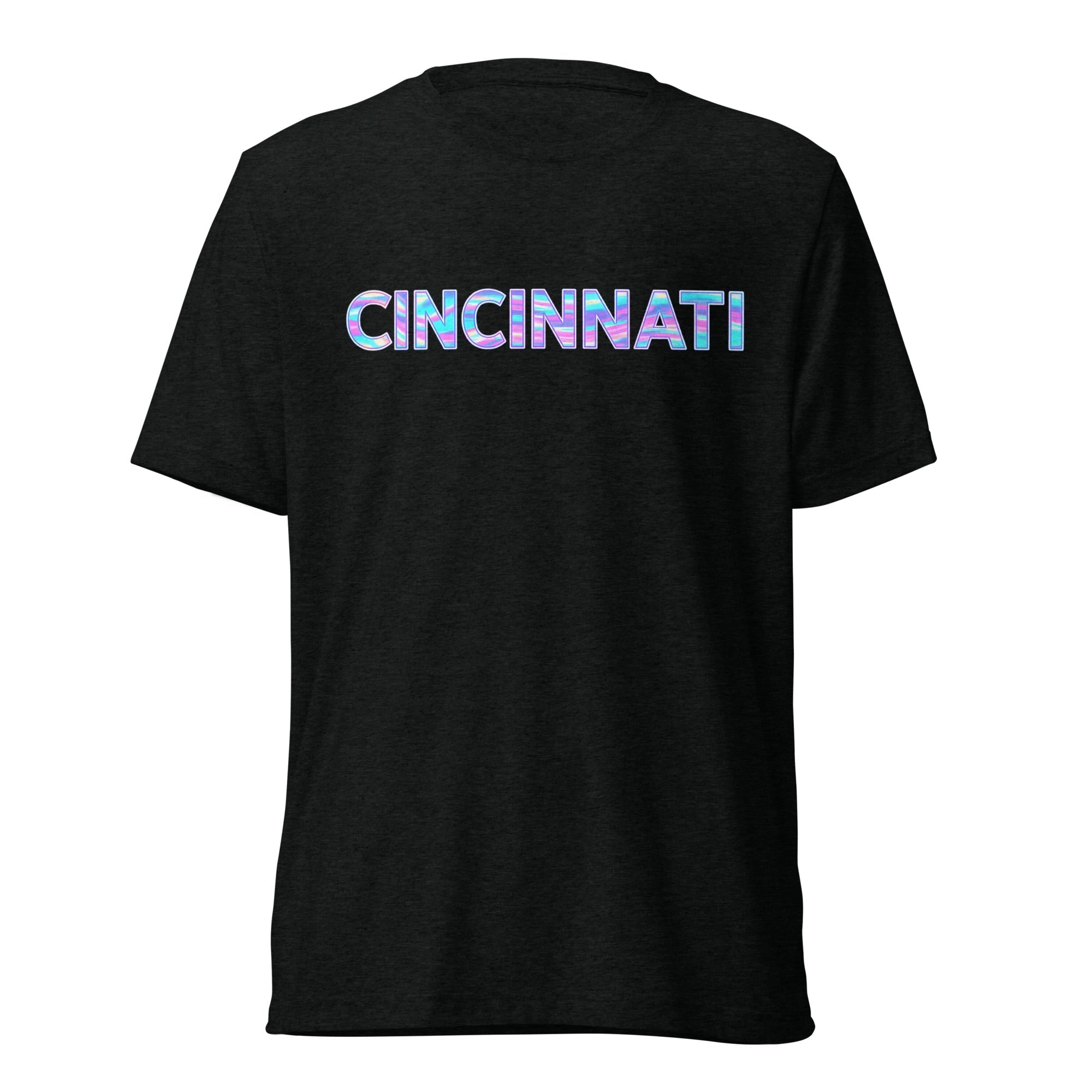 Cincinnati T-Shirt | Neon Iridescent City Design | Elite Tri - Blend - Bluegrass Elite Apparel LLC