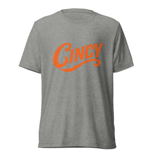 Cincy T-Shirt | Retro Orange Script Design | Elite Tri - Blend - Bluegrass Elite Apparel LLC