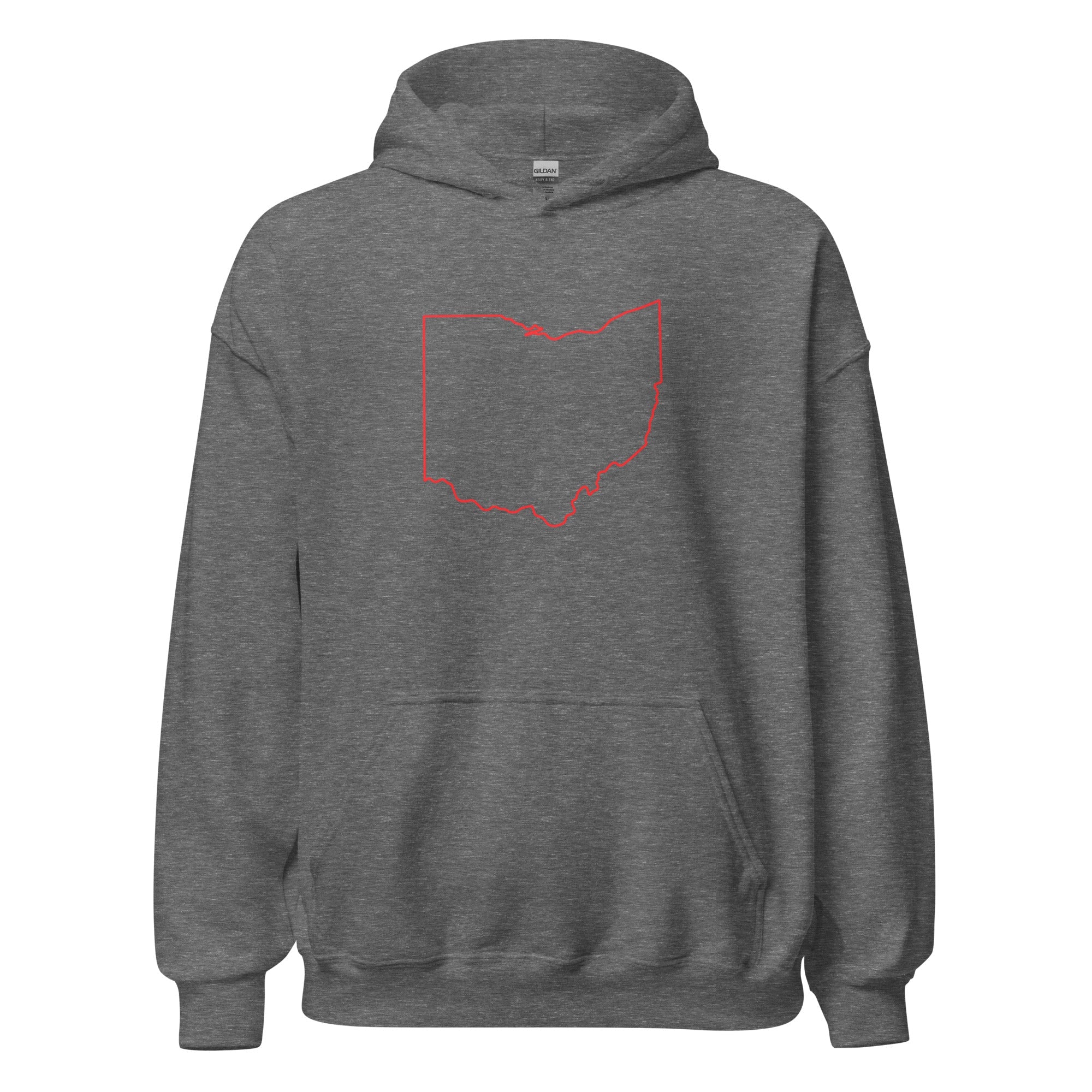 Columbus Hoodie | Red Ohio Outline Design | Unisex - Bluegrass Elite Apparel LLC