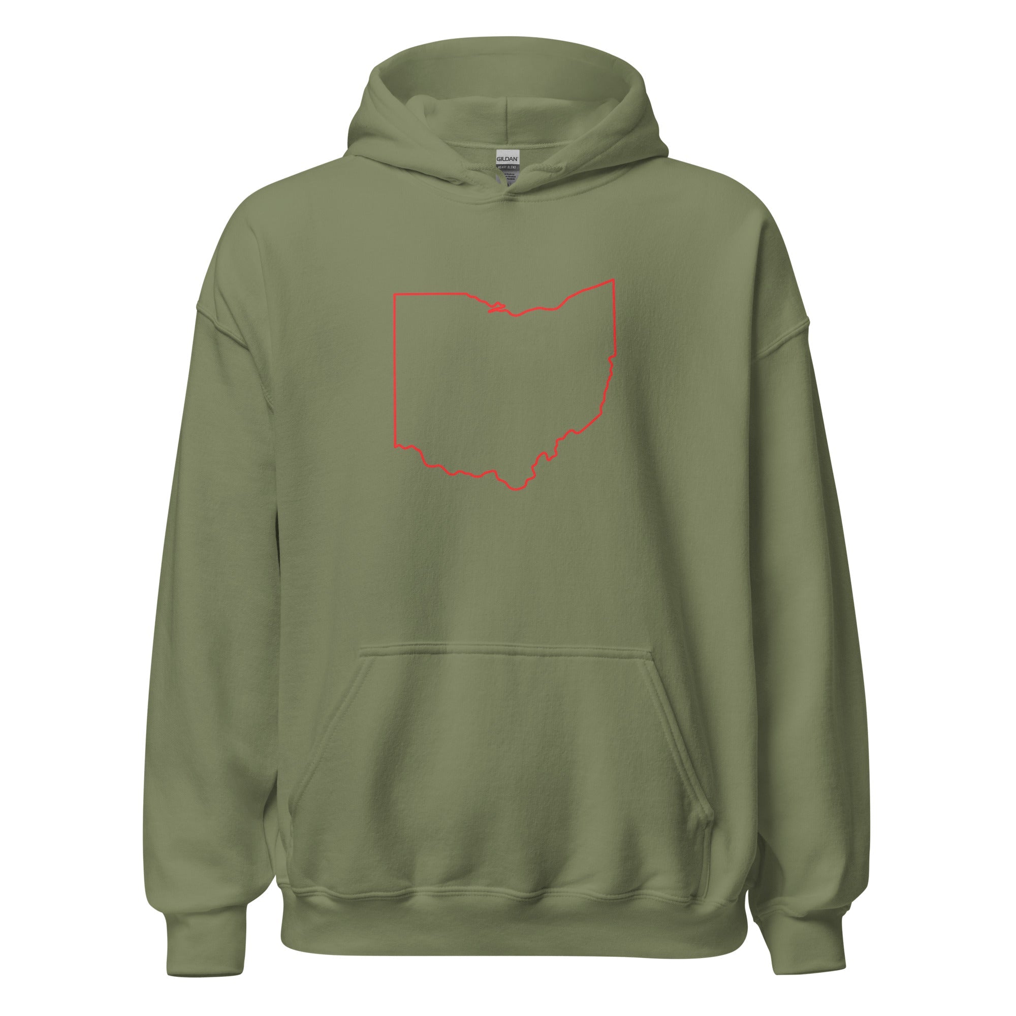 Columbus Hoodie | Red Ohio Outline Design | Unisex - Bluegrass Elite Apparel LLC