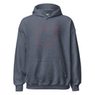 Columbus Hoodie | Red Ohio Outline Design | Unisex - Bluegrass Elite Apparel LLC