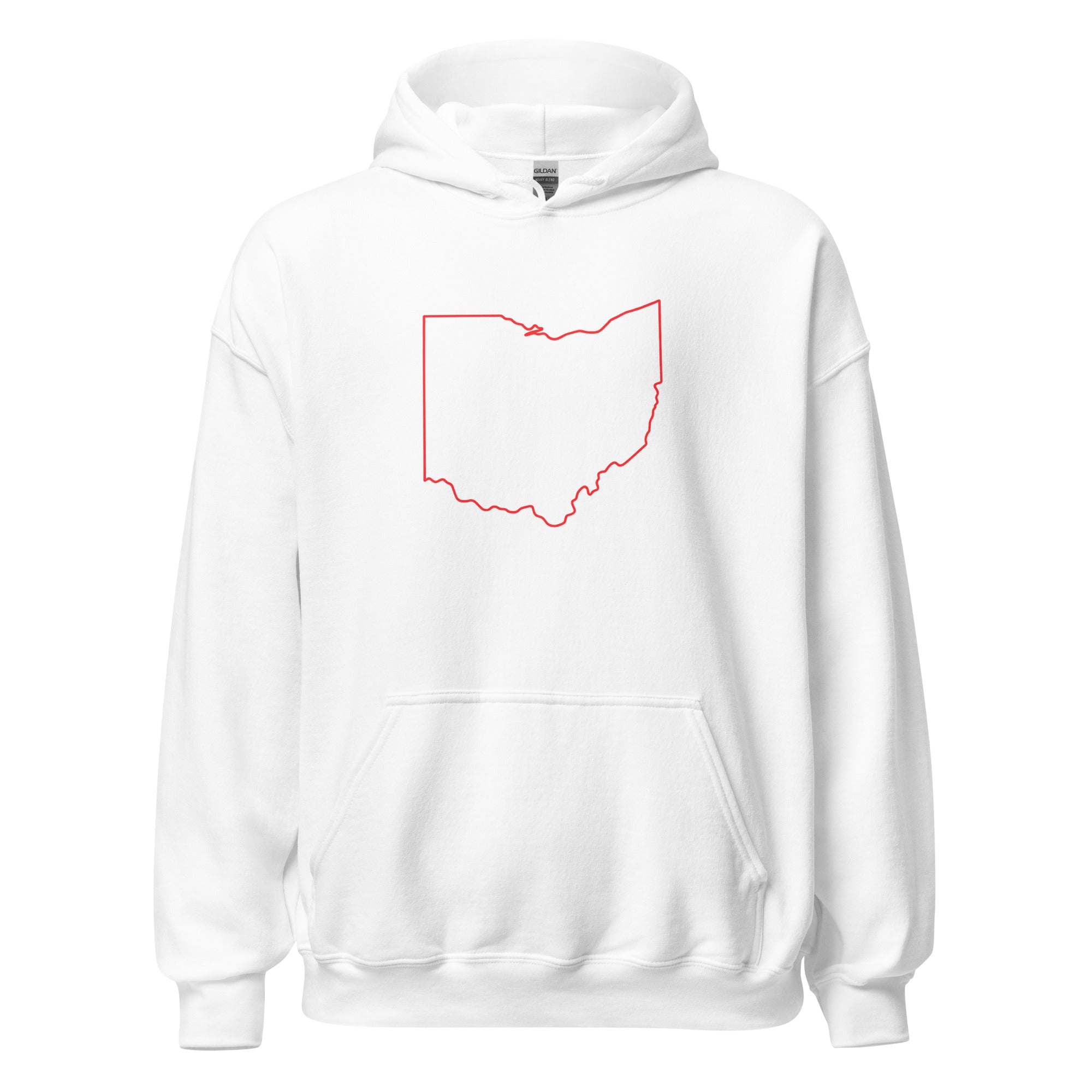 Columbus Hoodie | Red Ohio Outline Design | Unisex - Bluegrass Elite Apparel LLC
