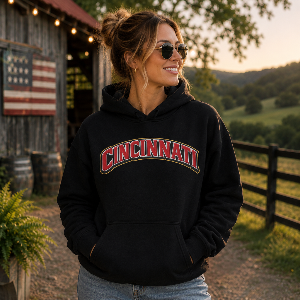 Cincinnati Hoodie | Arched Word Art Design