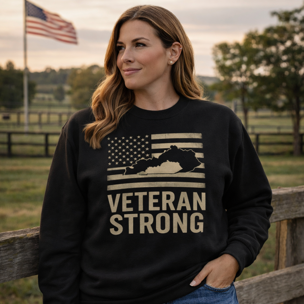 Veteran Strong Kentucky Sweatshirt | Patriotic Flag Design
