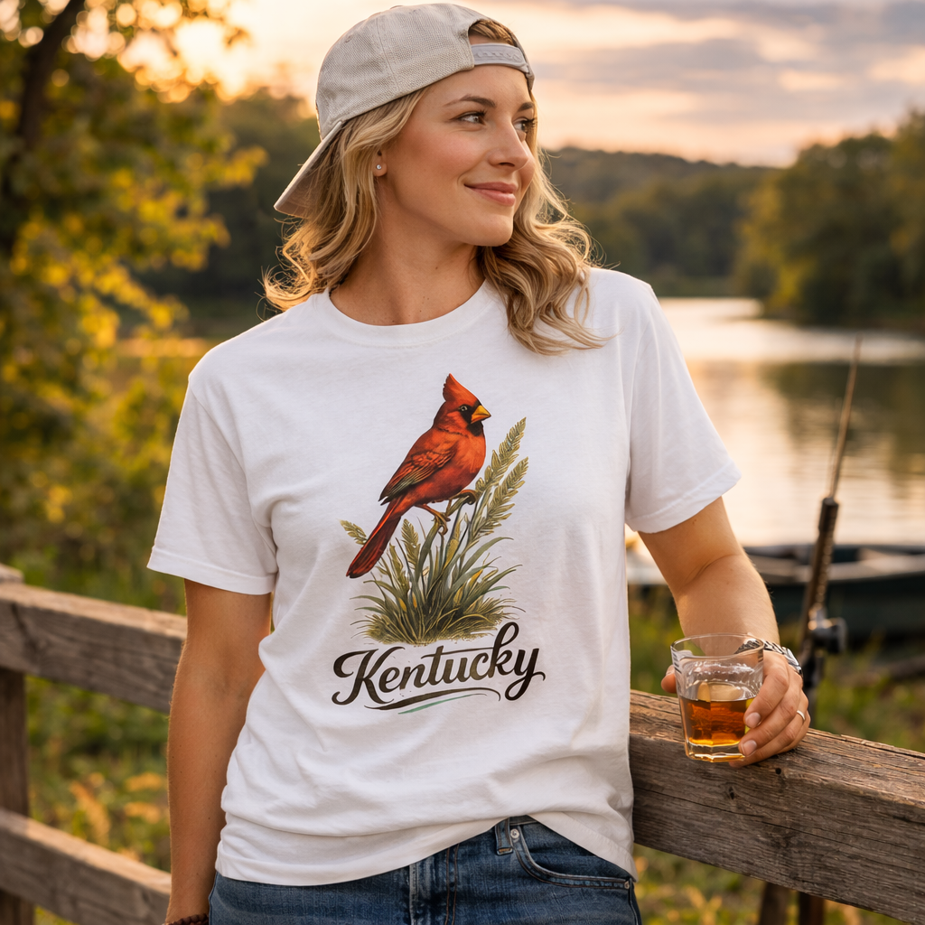 Kentucky Cardinal State Bird T-Shirt | Bluegrass Perch Design | Classic Cotton