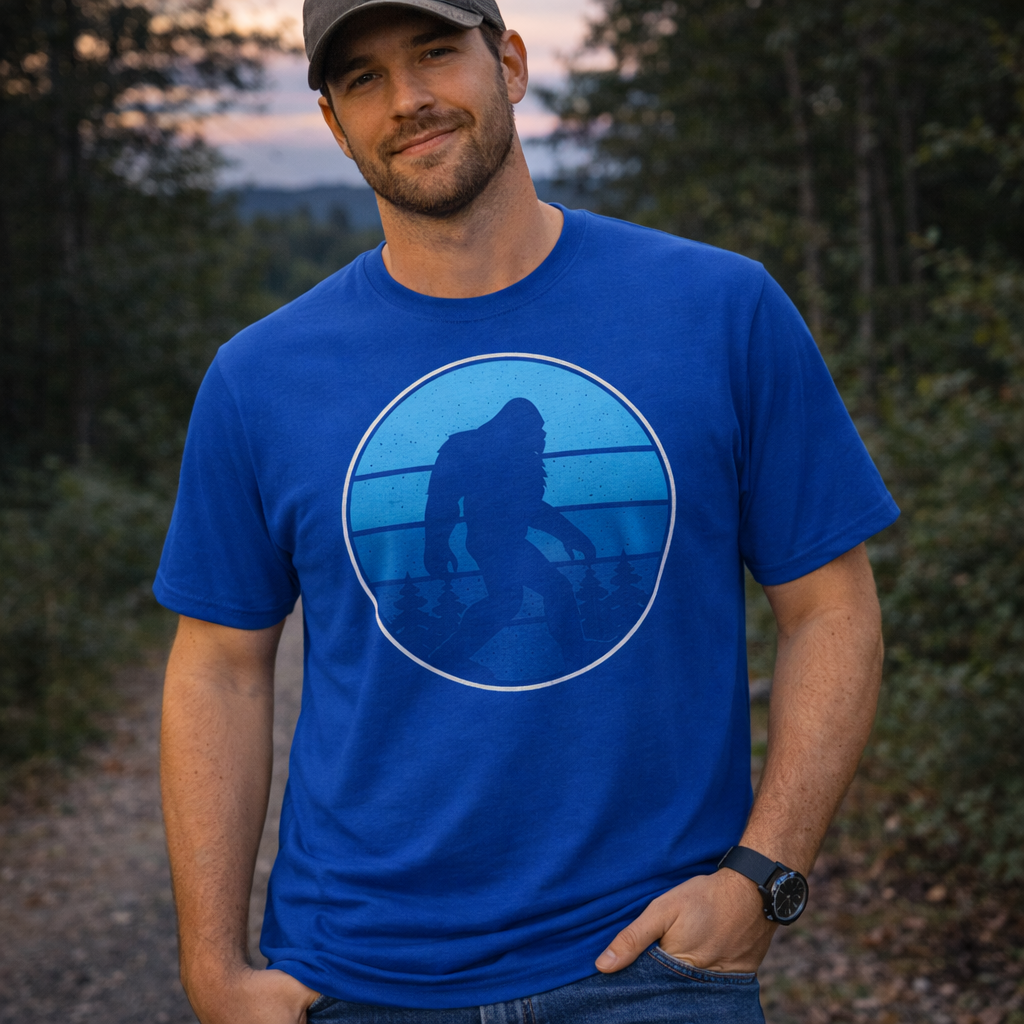Kentucky Bigfoot T-Shirt | Blue Forest Silhouette Glow | Classic