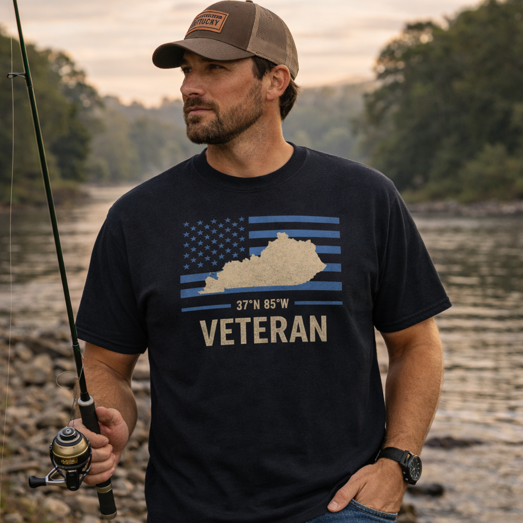 Kentucky Veteran T-Shirt | Blue Line Flag Design | Classic