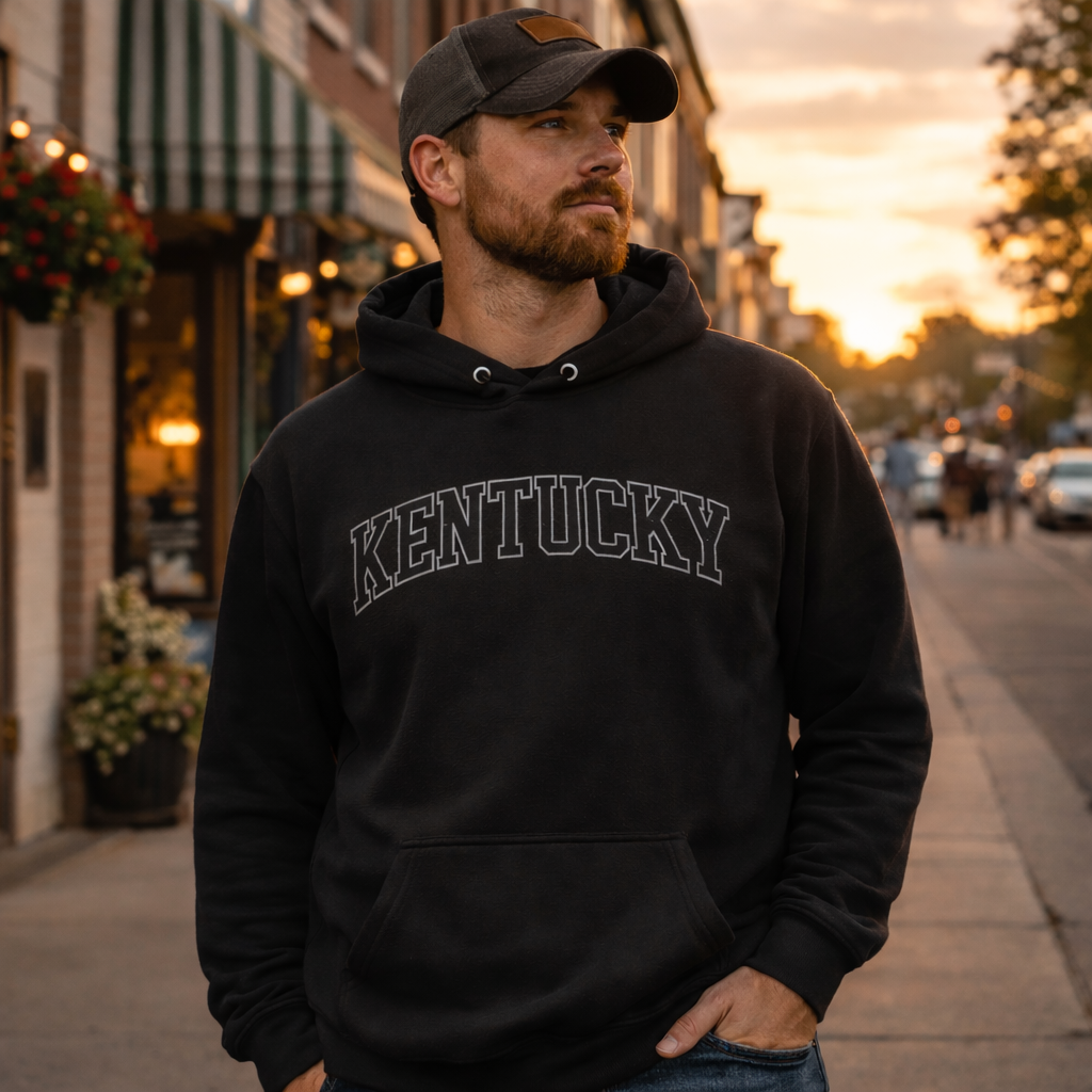 Kentucky Hoodie | Outline Collegiate Arch Design | Unisex Fleece