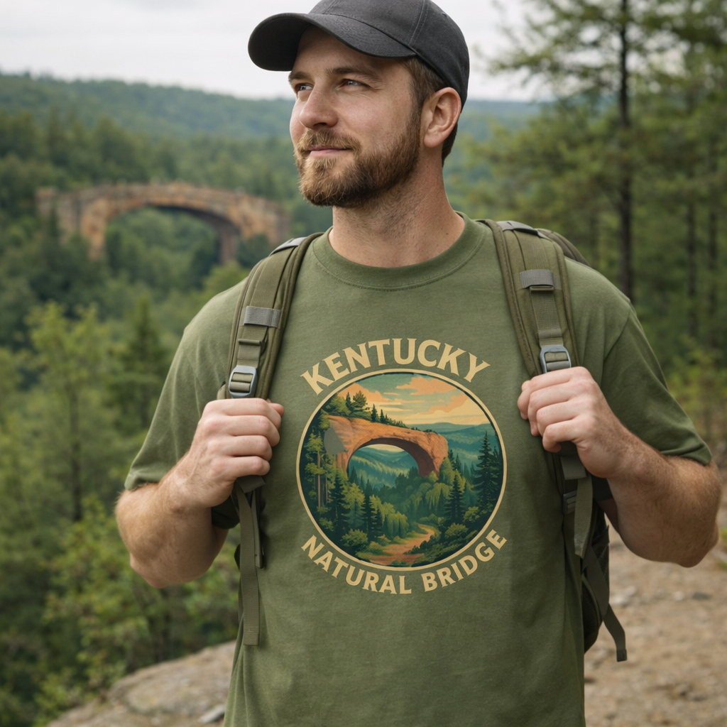 Natural Bridge Tee – Cotton T-Shirt Featuring Daniel Boone Forest | Basic Unisex