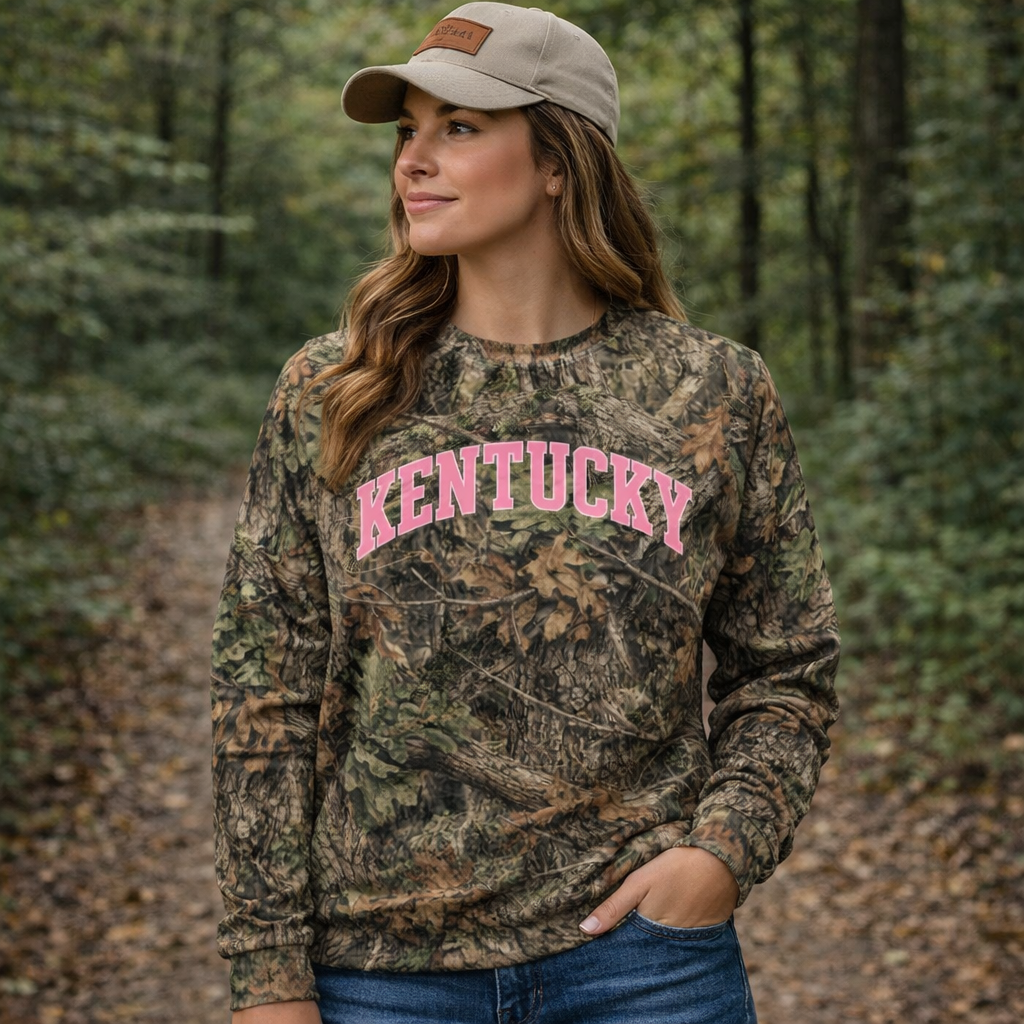 Kentucky Camo Sweatshirt | Mossy Oak All-Over Print | Unisex Cotton