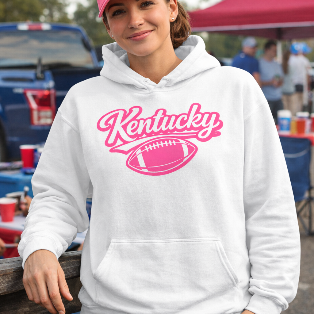 Kentucky Pink Script Ball Hoodie | Minimal Sports Design | Classic Fleece Pullover