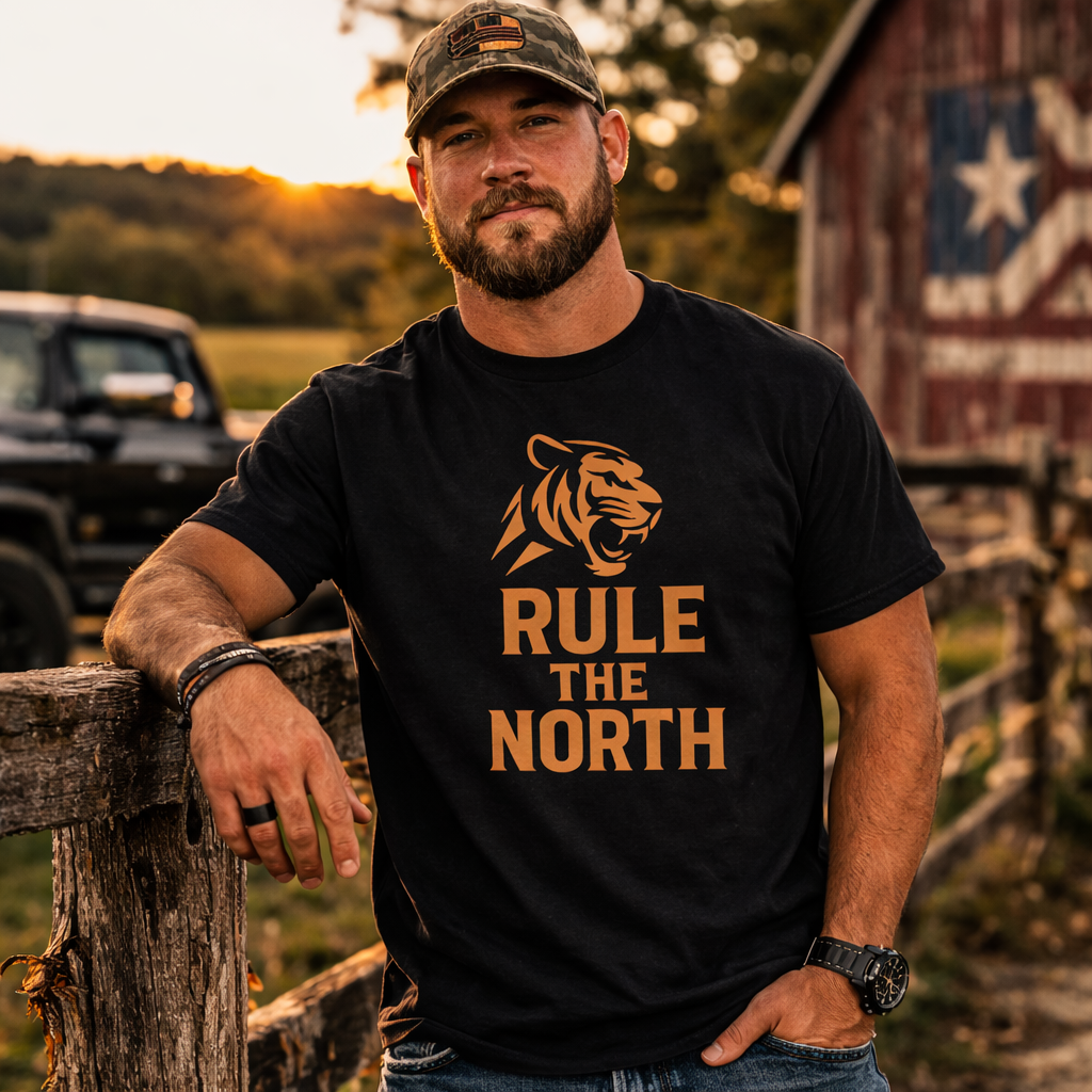 Rule the North Tiger T-Shirt | Bold Orange Graphic Tee | Basic