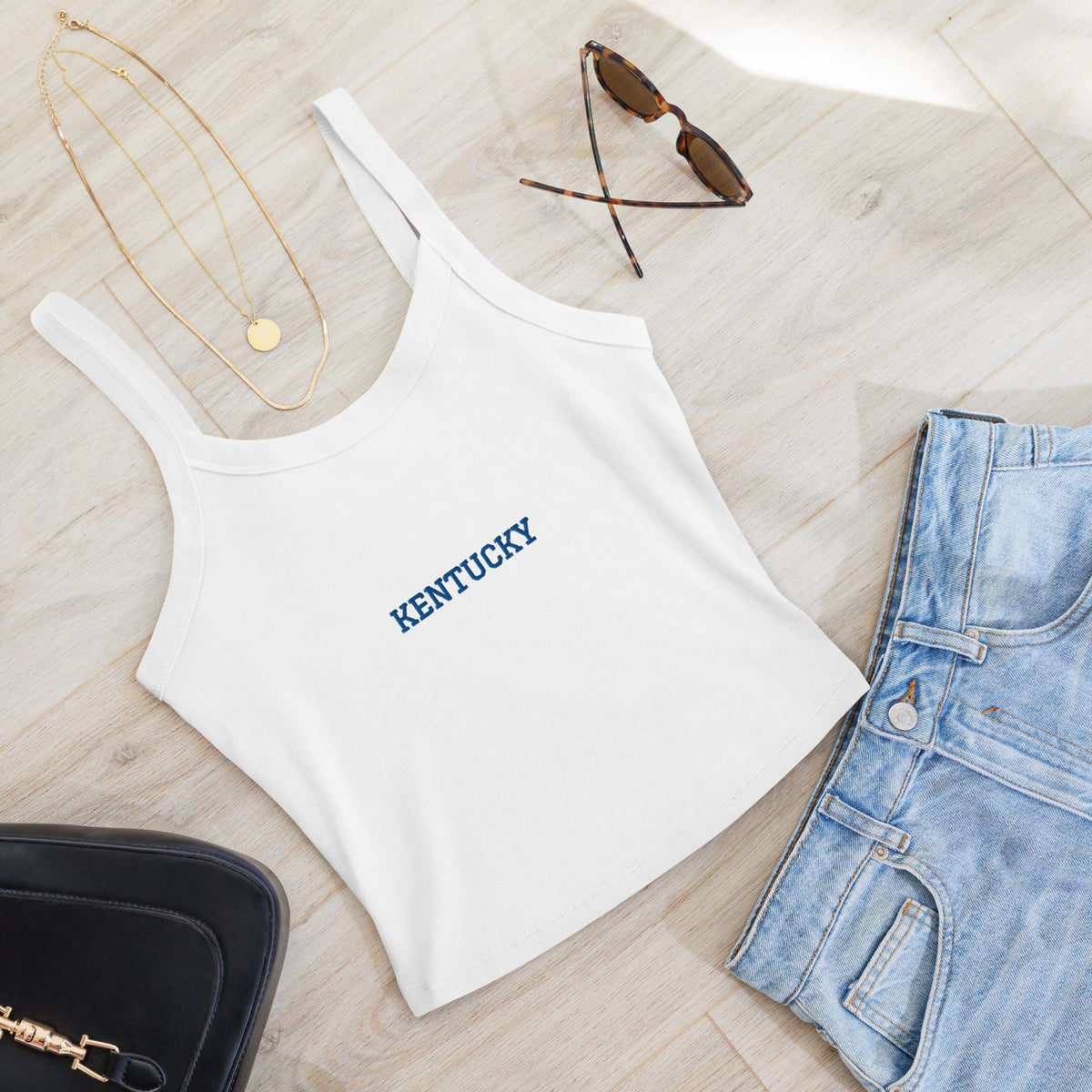 Embroidered Kentucky Micro-Rib Tank Top - Bluegrass Elite Apparel LLC