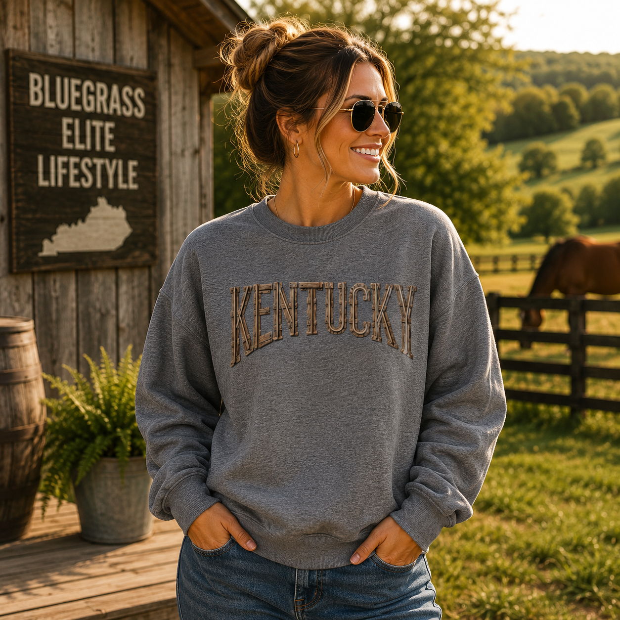 Kentucky Sweatshirt | Rustic Railroad Lettering | Vintage Warmth