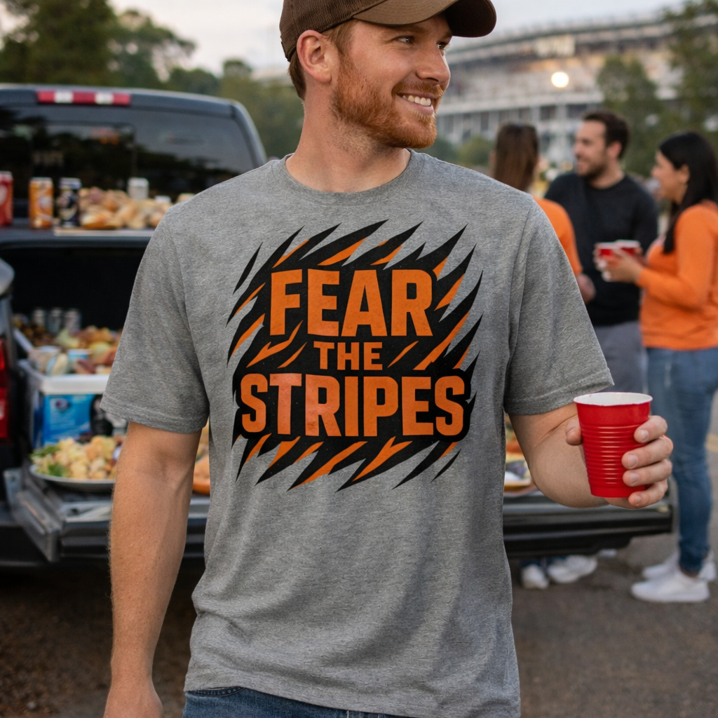 Cincinnati Football Shirt | Fear The Stripes Design | Elite Tri-Blend