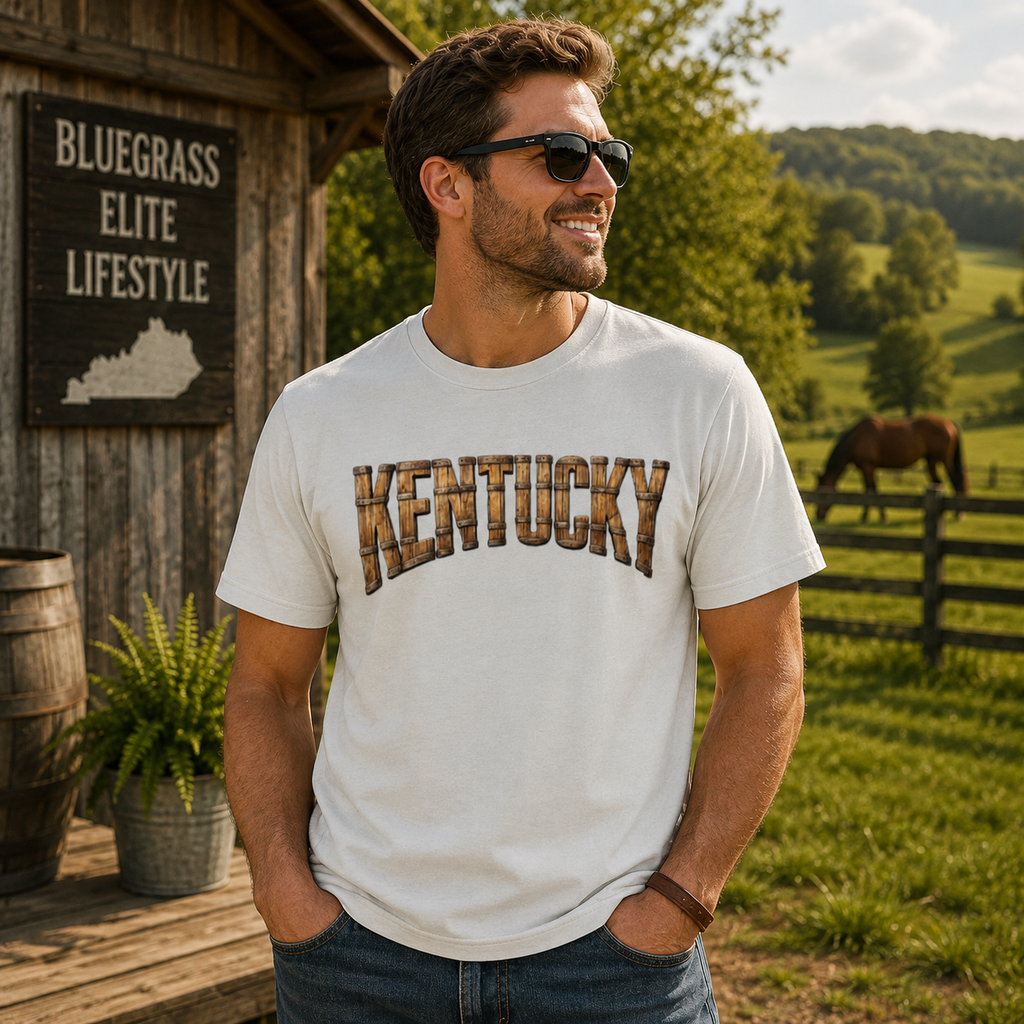Kentucky Bourbon Shirt | Barrel Text Design | Classic