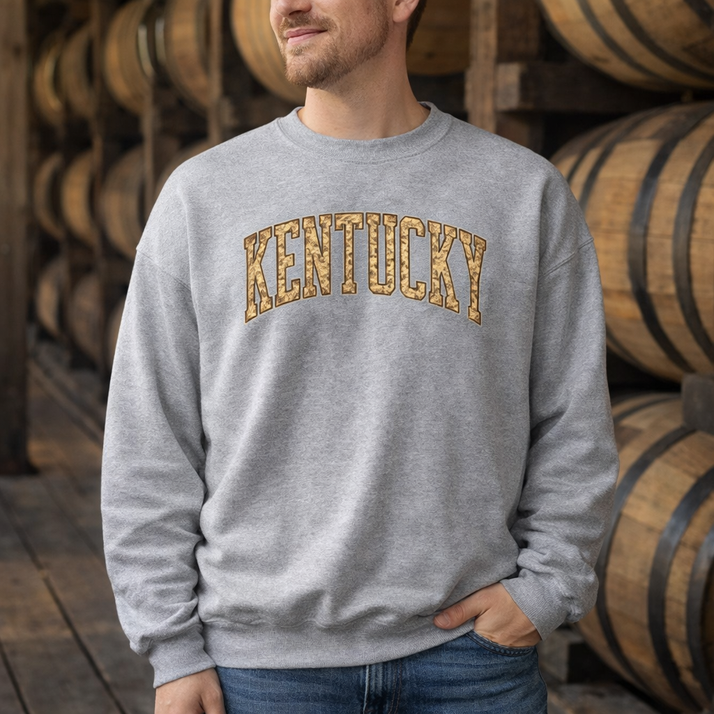 Kentucky Camo Letter Sweatshirt | Arched Bold Design | Unisex Fit