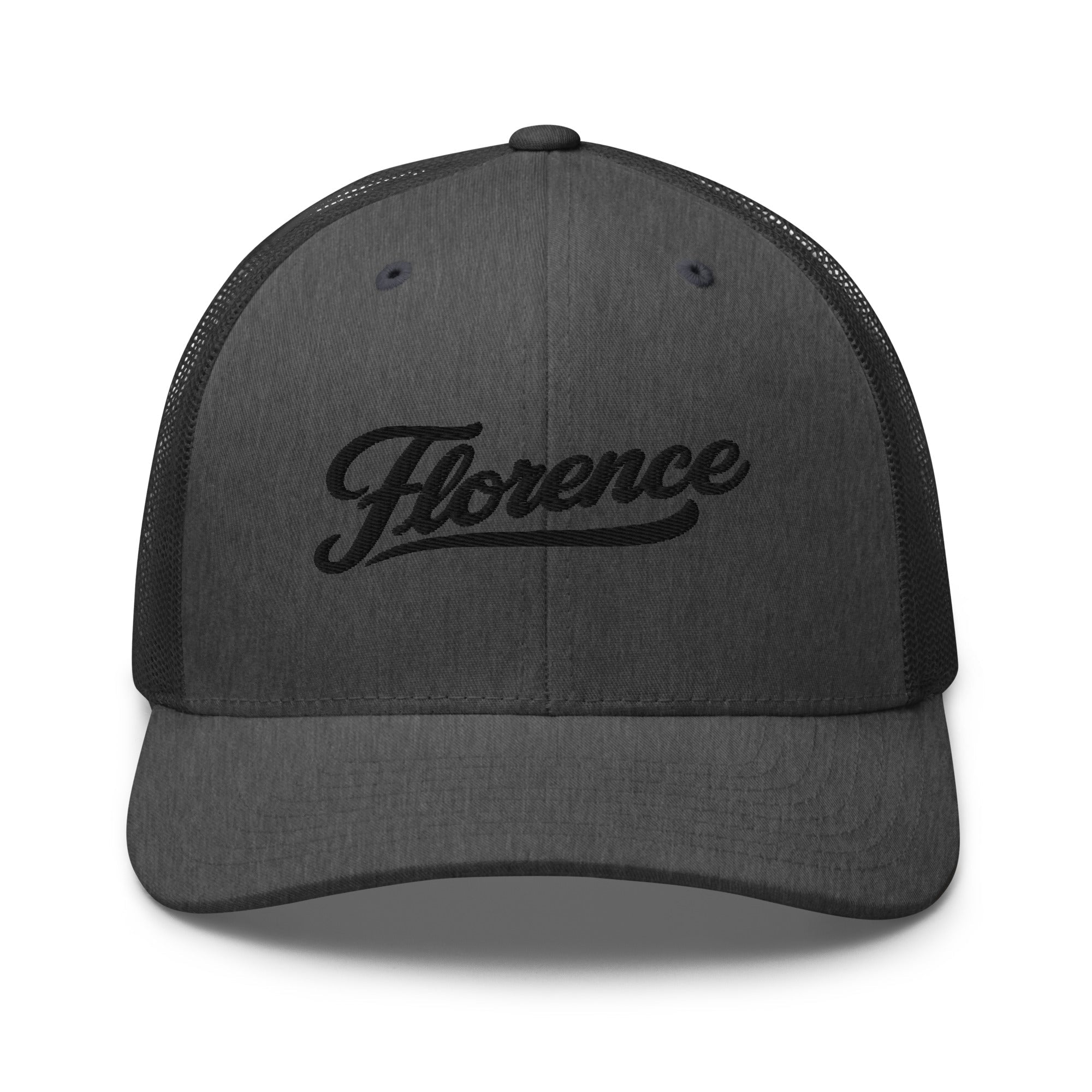 Florence Script Trucker Cap – Kentucky City Series Classic Mesh Hat - Bluegrass Elite Apparel LLC