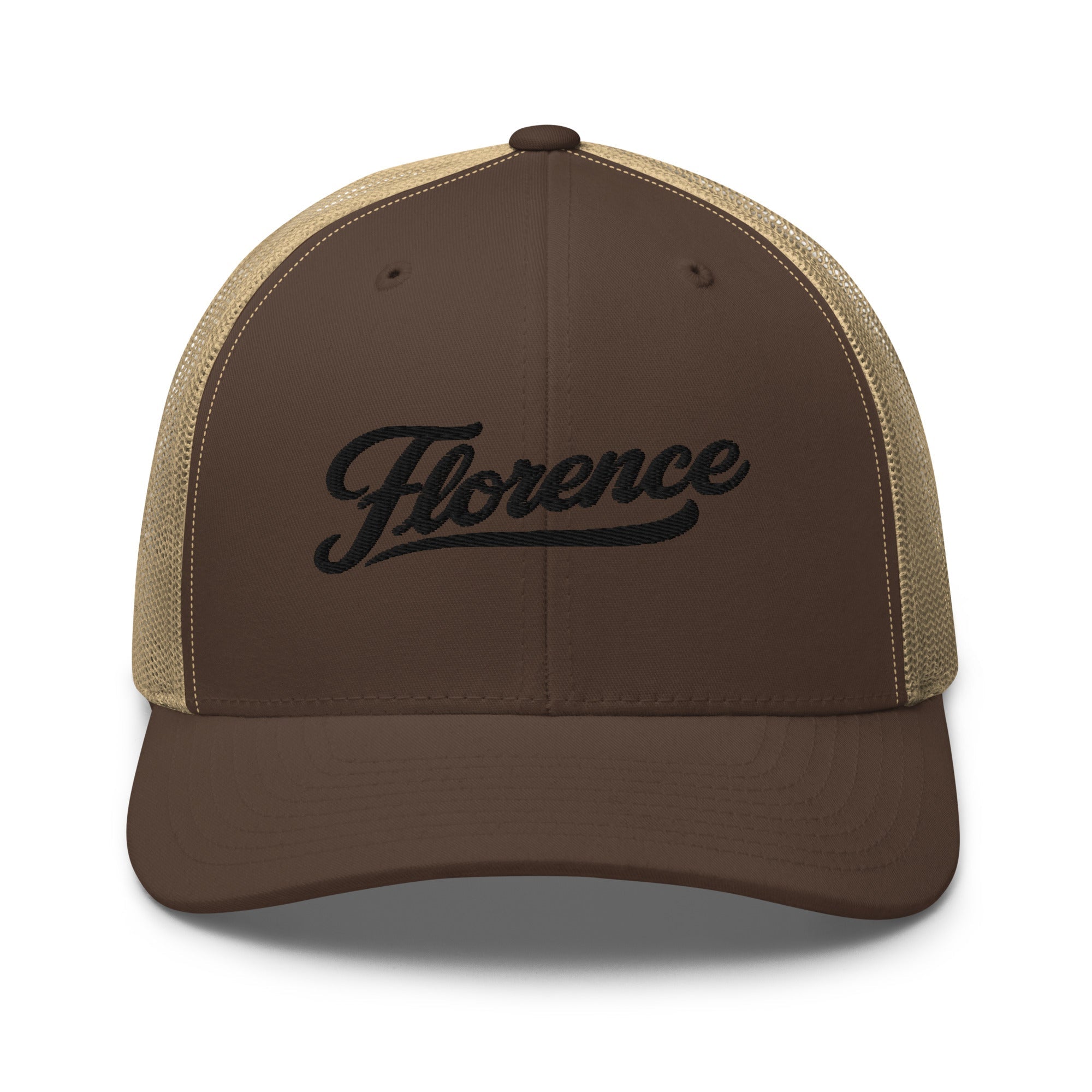 Florence Script Trucker Cap – Kentucky City Series Classic Mesh Hat - Bluegrass Elite Apparel LLC
