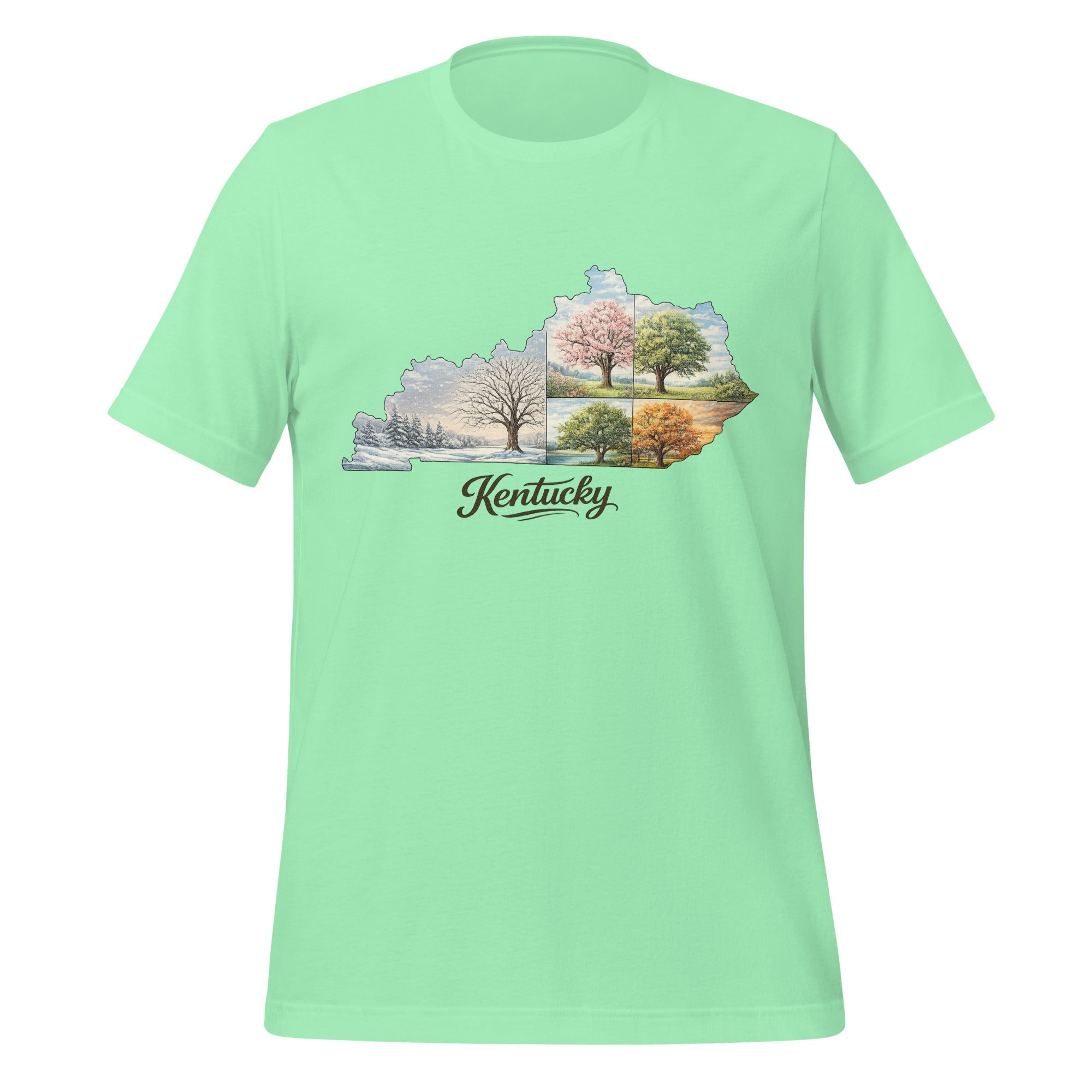 Four Seasons in Kentucky T-Shirt | State Outline Seasonal Design | Classic Cotton - Bluegrass Elite Apparel LLC