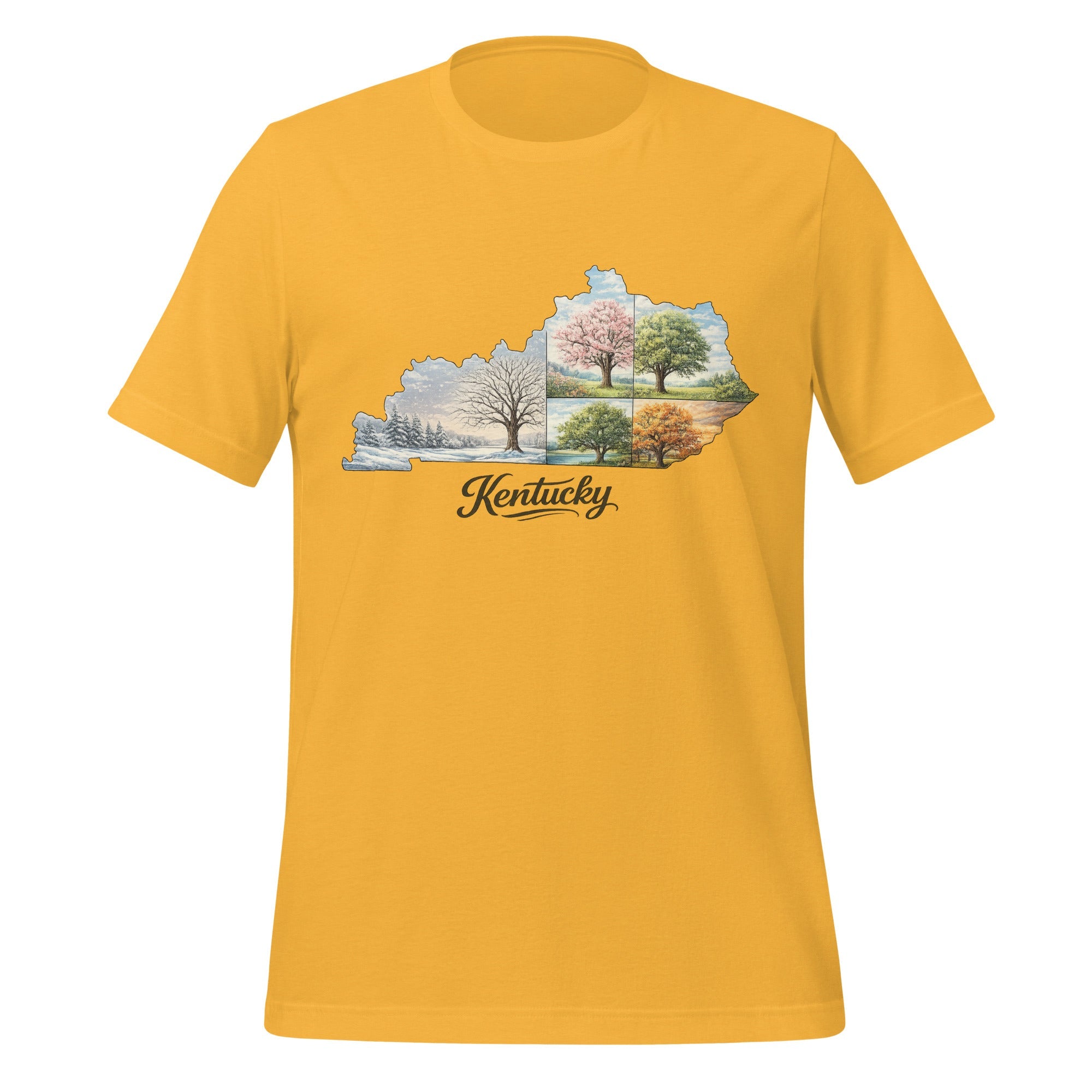 Four Seasons in Kentucky T-Shirt | State Outline Seasonal Design | Classic Cotton - Bluegrass Elite Apparel LLC