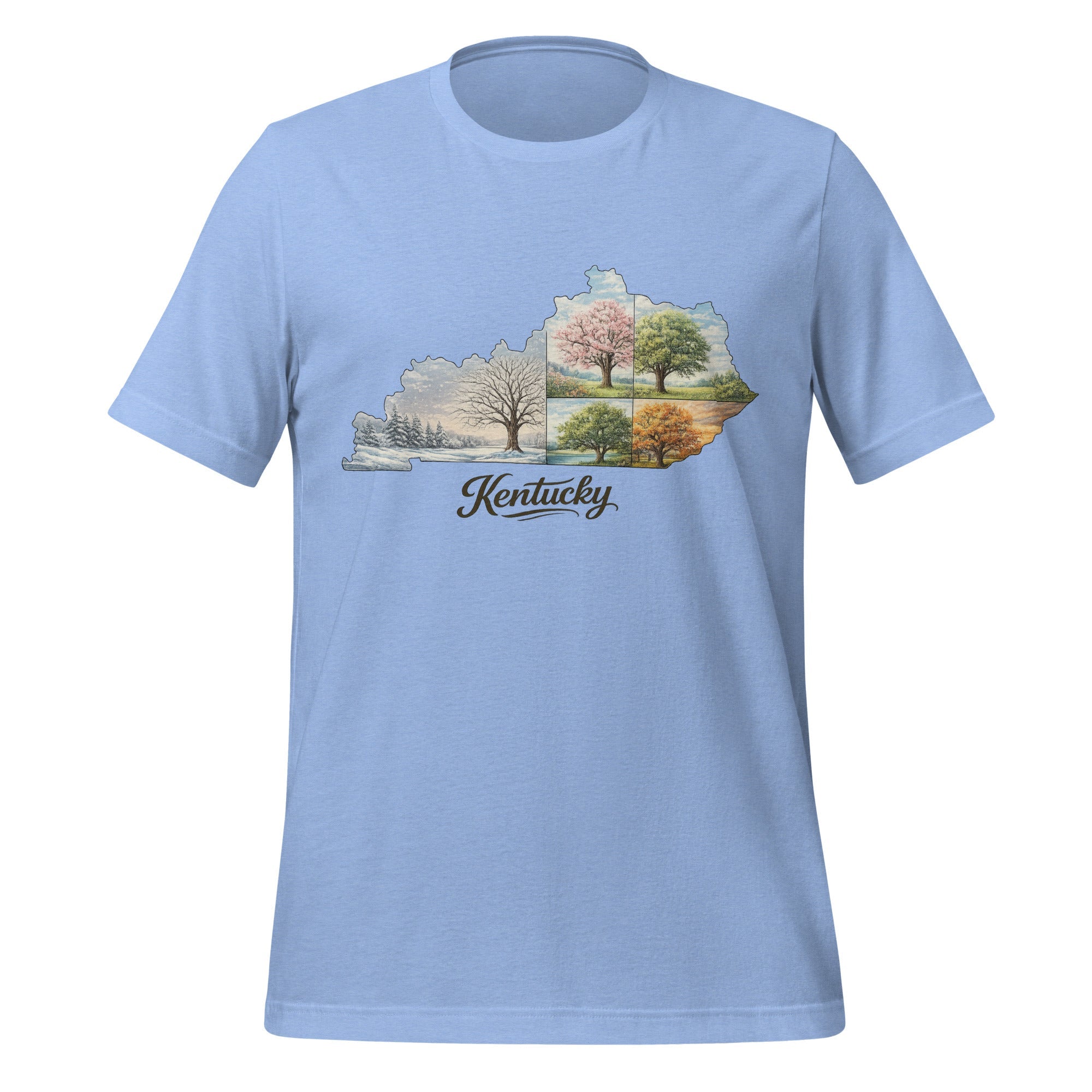 Four Seasons in Kentucky T-Shirt | State Outline Seasonal Design | Classic Cotton - Bluegrass Elite Apparel LLC