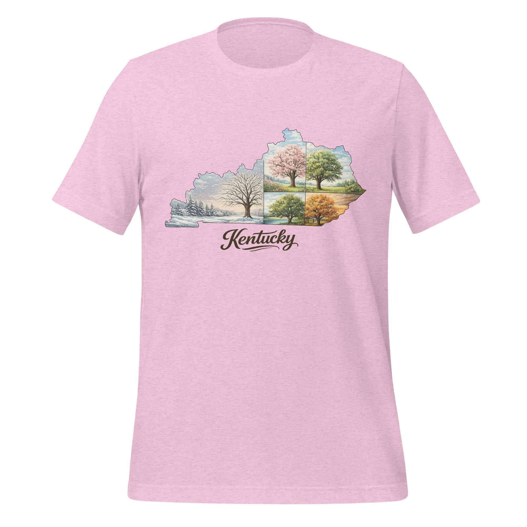 Four Seasons in Kentucky T-Shirt | State Outline Seasonal Design | Classic Cotton - Bluegrass Elite Apparel LLC