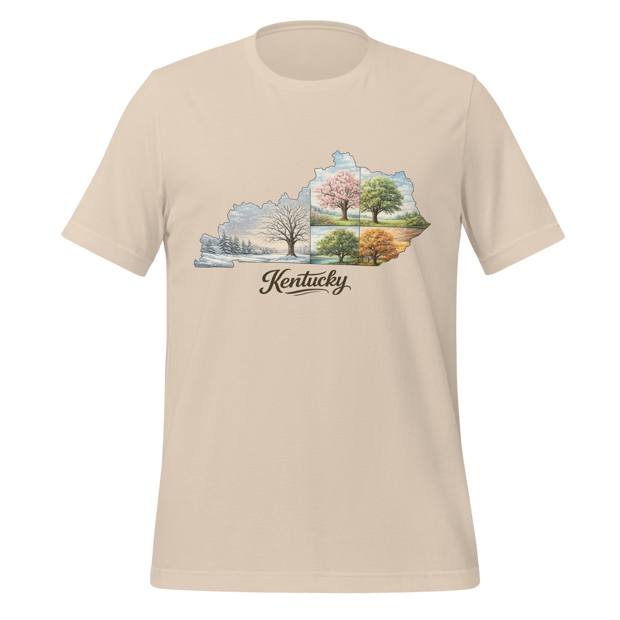 Four Seasons in Kentucky T-Shirt | State Outline Seasonal Design | Classic Cotton - Bluegrass Elite Apparel LLC