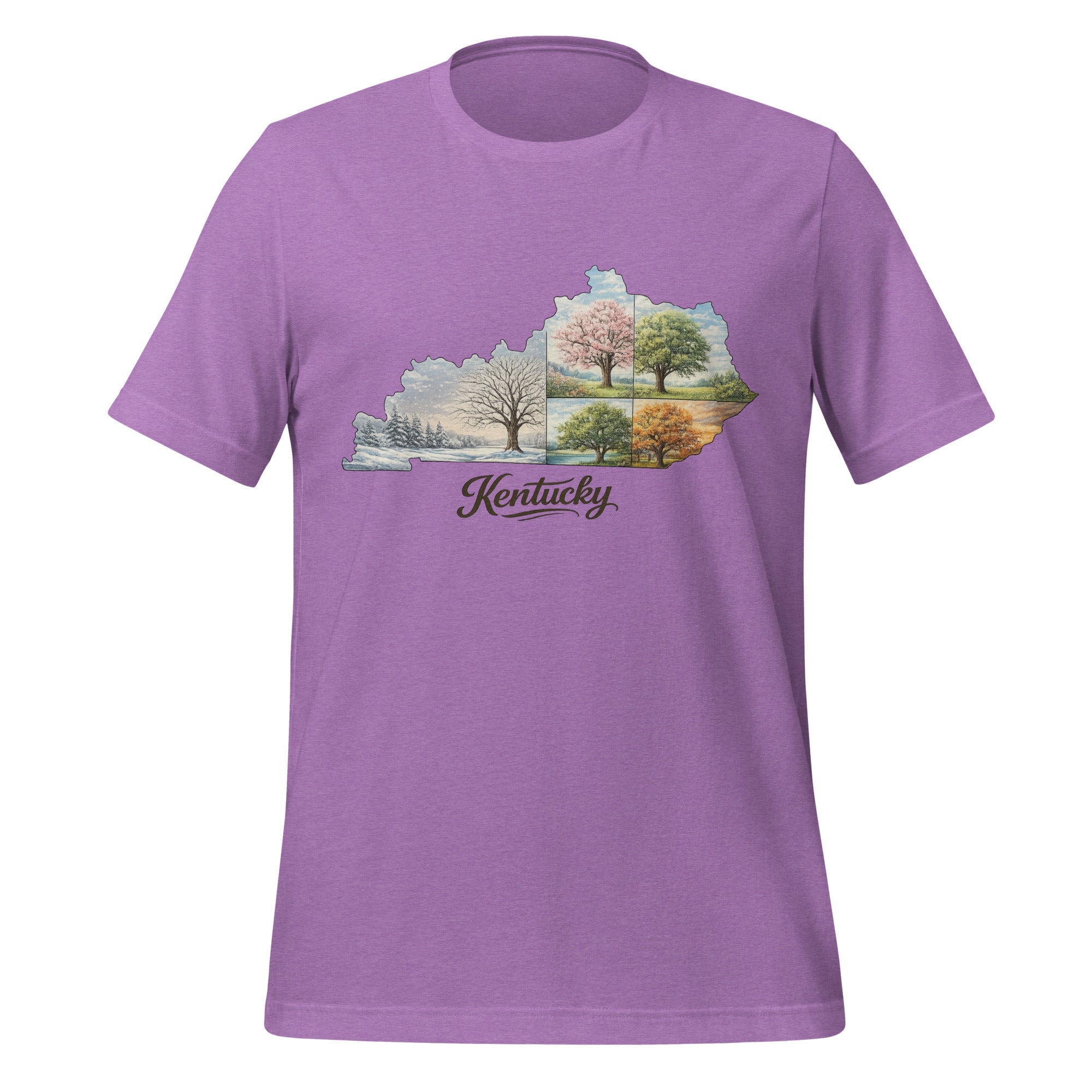 Four Seasons in Kentucky T-Shirt | State Outline Seasonal Design | Classic Cotton - Bluegrass Elite Apparel LLC