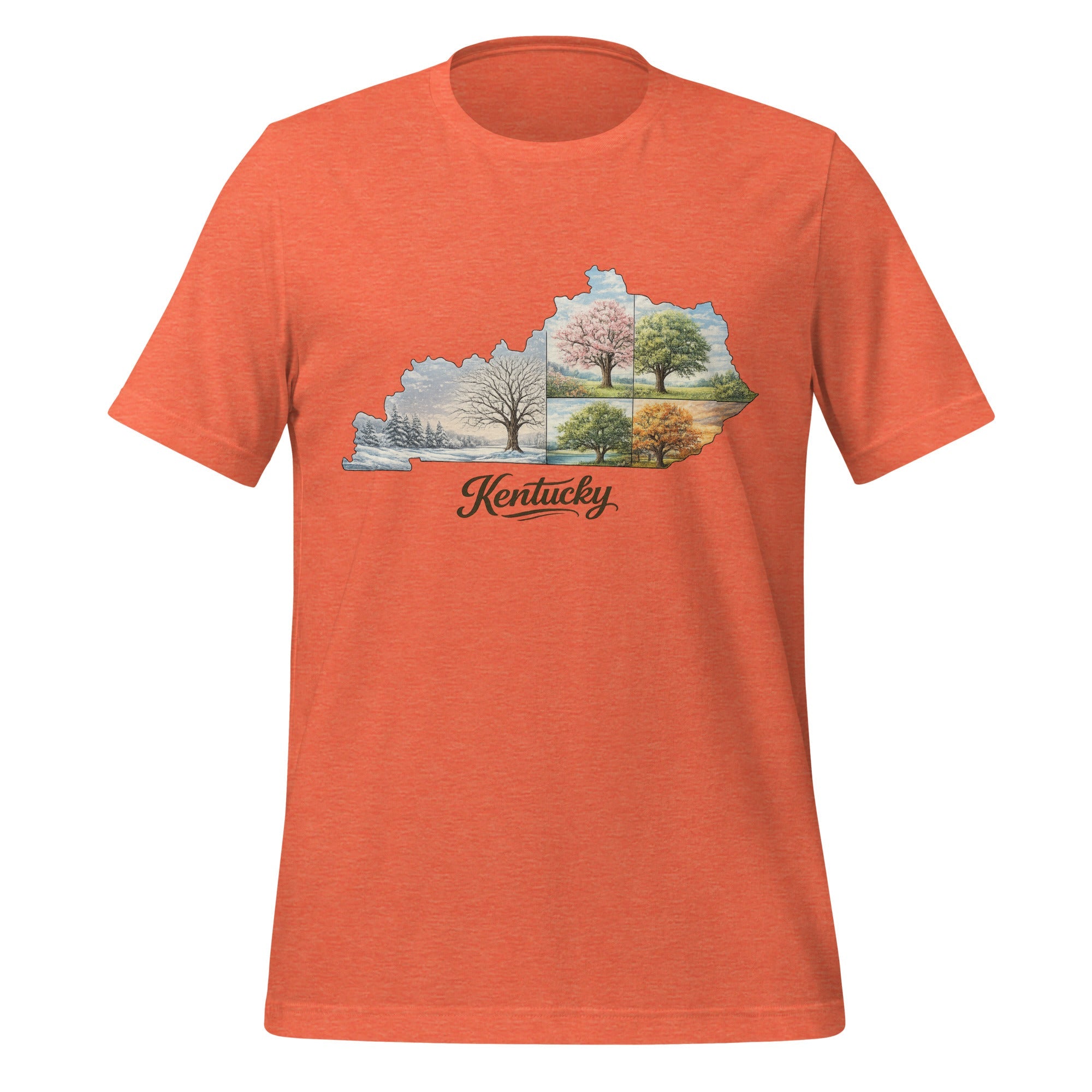 Four Seasons in Kentucky T-Shirt | State Outline Seasonal Design | Classic Cotton - Bluegrass Elite Apparel LLC
