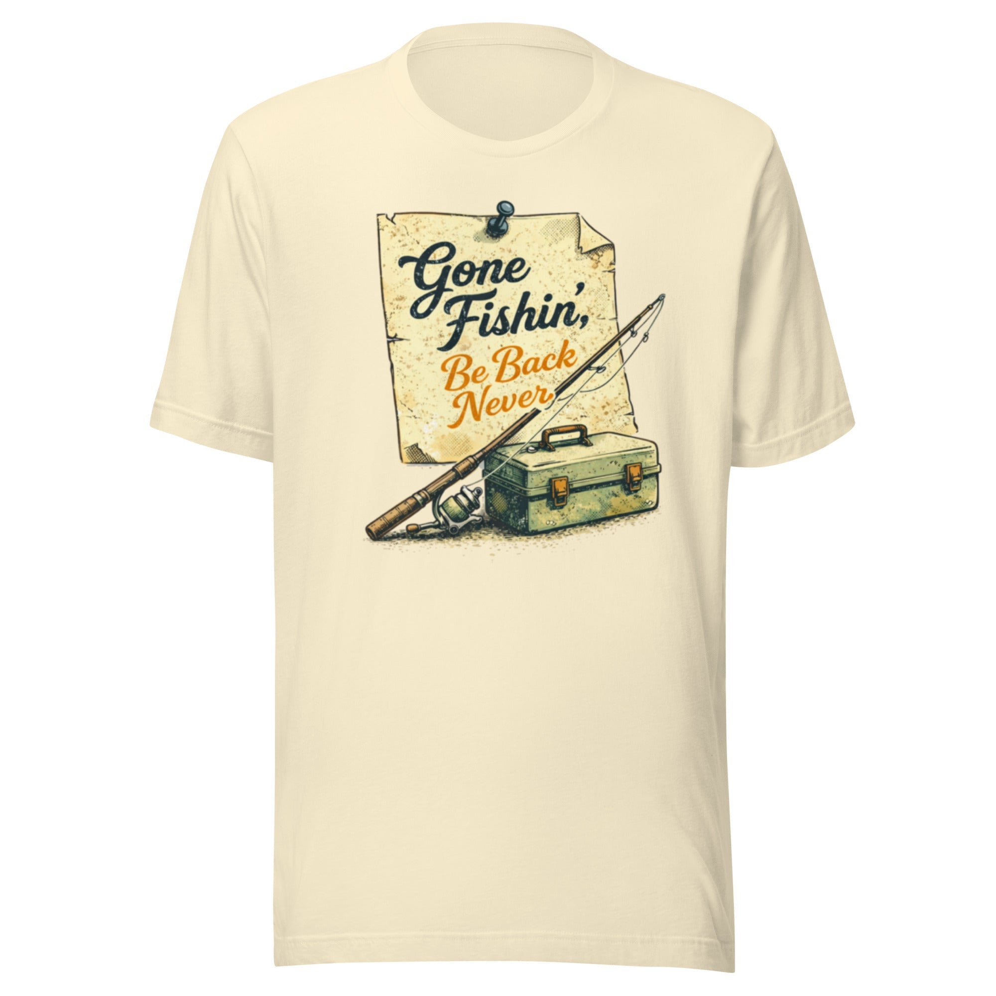 Gone Fishin Be Back Never Shirt | Vintage Note Fishing Design | Classic - Bluegrass Elite Apparel LLC