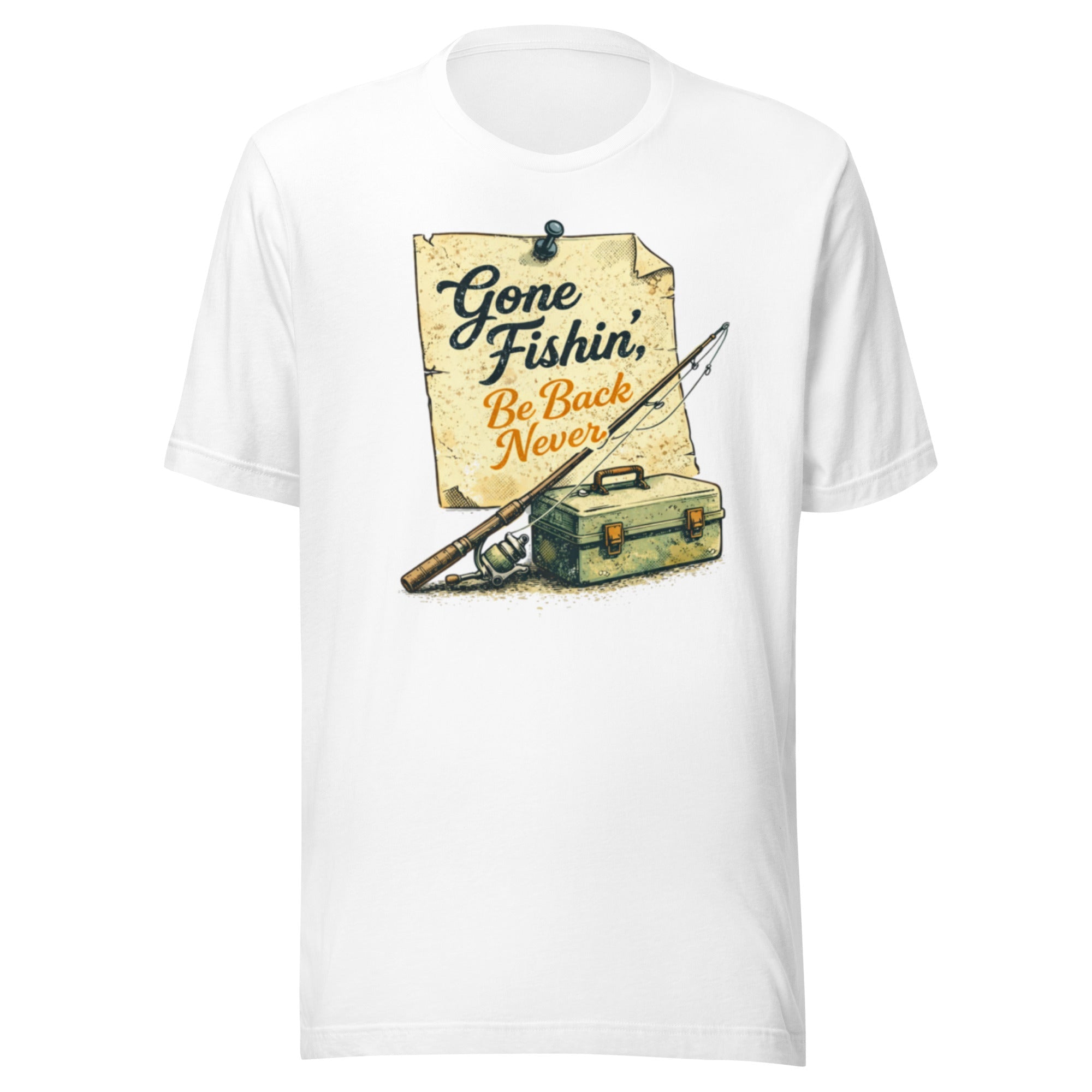 Gone Fishin Be Back Never Shirt | Vintage Note Fishing Design | Classic - Bluegrass Elite Apparel LLC