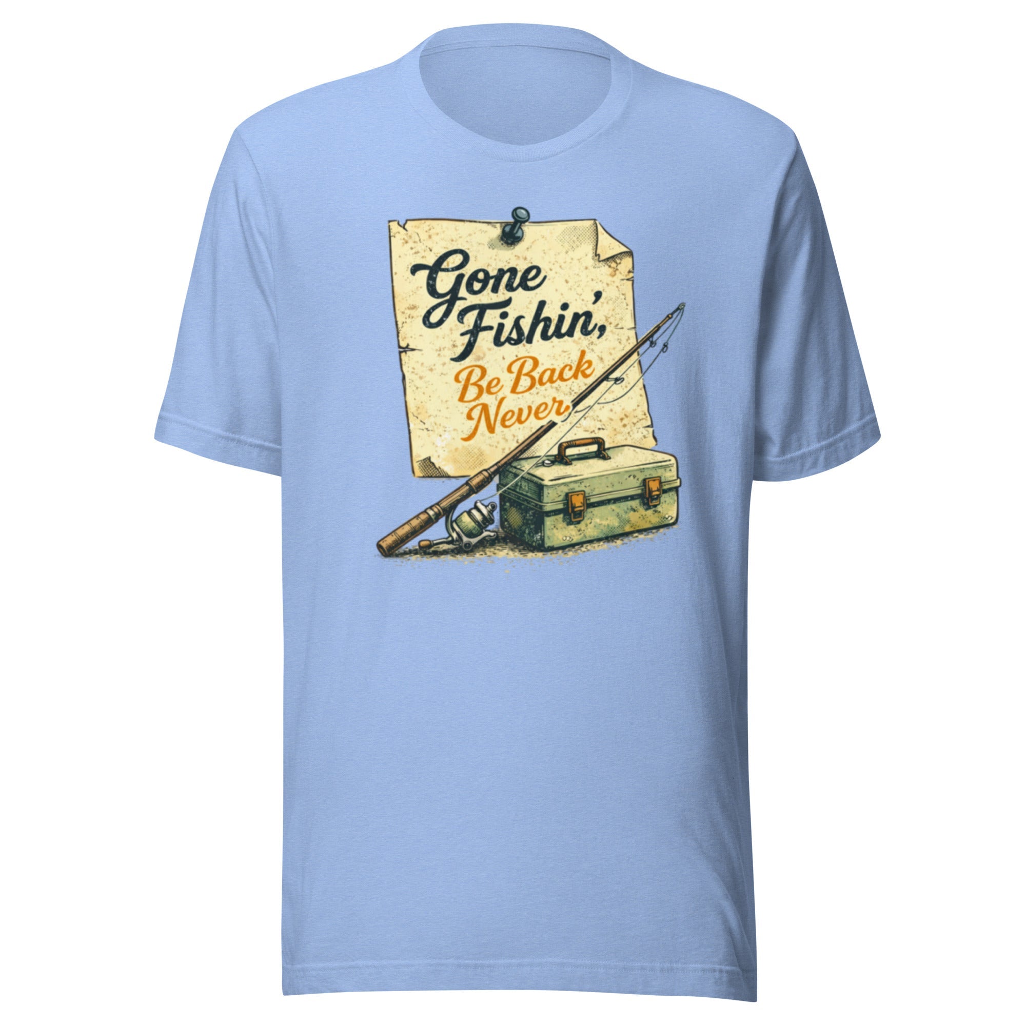 Gone Fishin Be Back Never Shirt | Vintage Note Fishing Design | Classic - Bluegrass Elite Apparel LLC