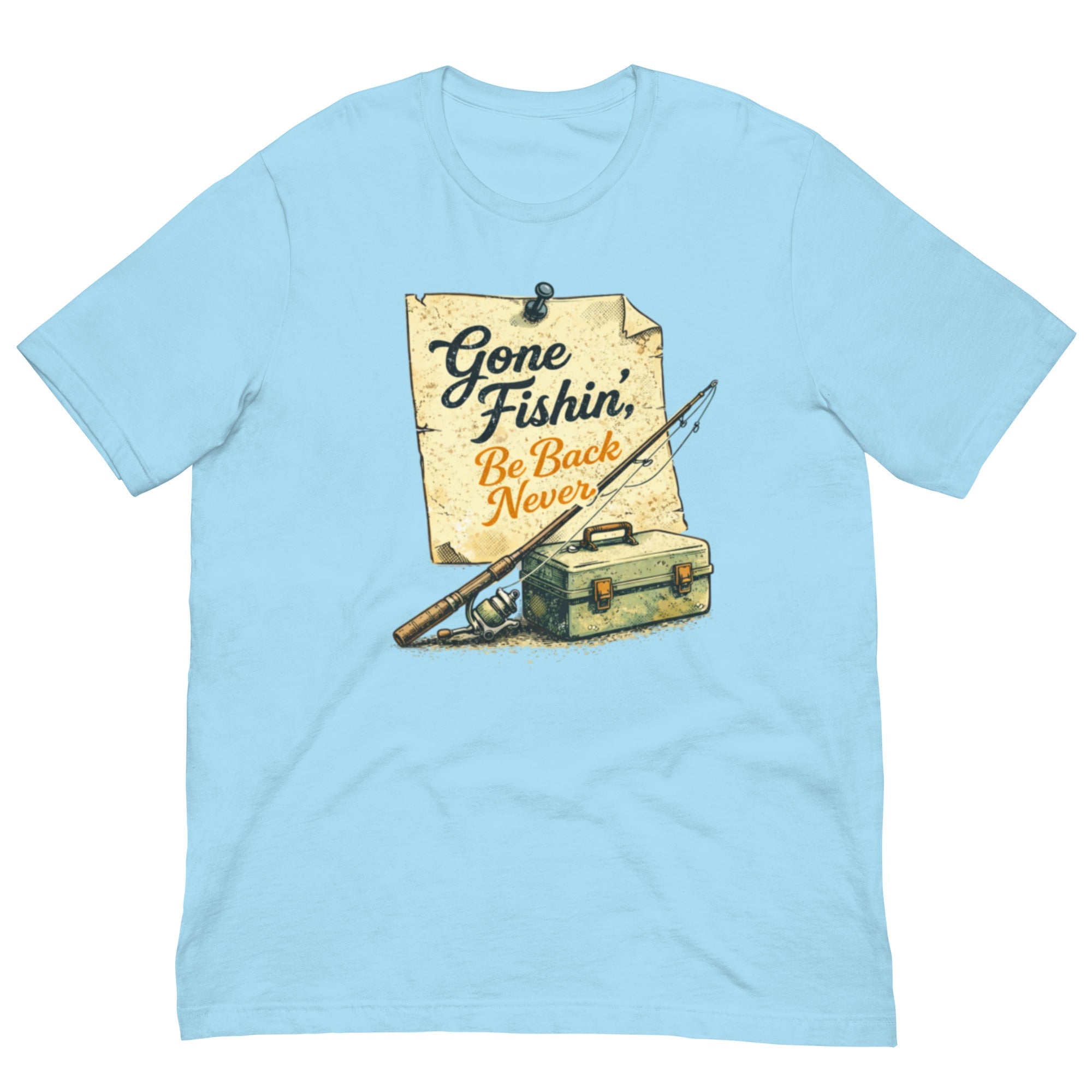 Gone Fishin Be Back Never Shirt | Vintage Note Fishing Design | Classic - Bluegrass Elite Apparel LLC