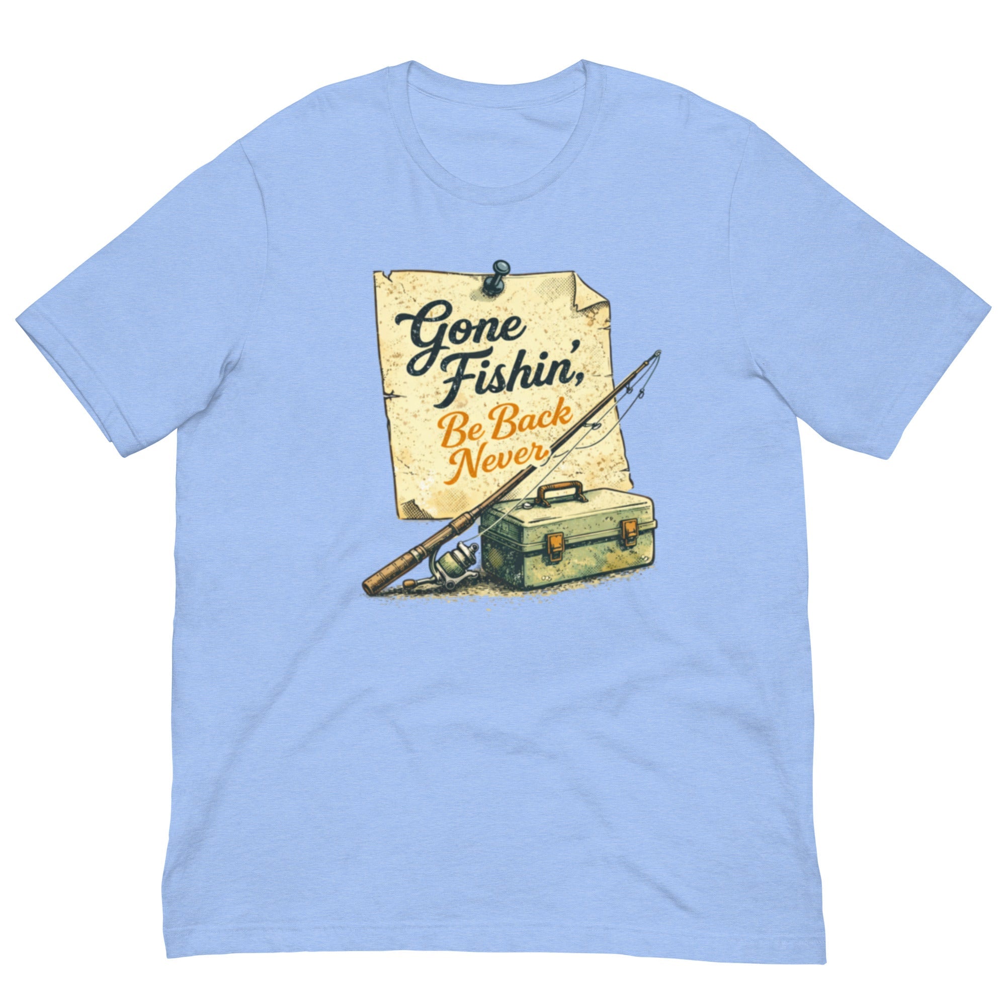 Gone Fishin Be Back Never Shirt | Vintage Note Fishing Design | Classic - Bluegrass Elite Apparel LLC