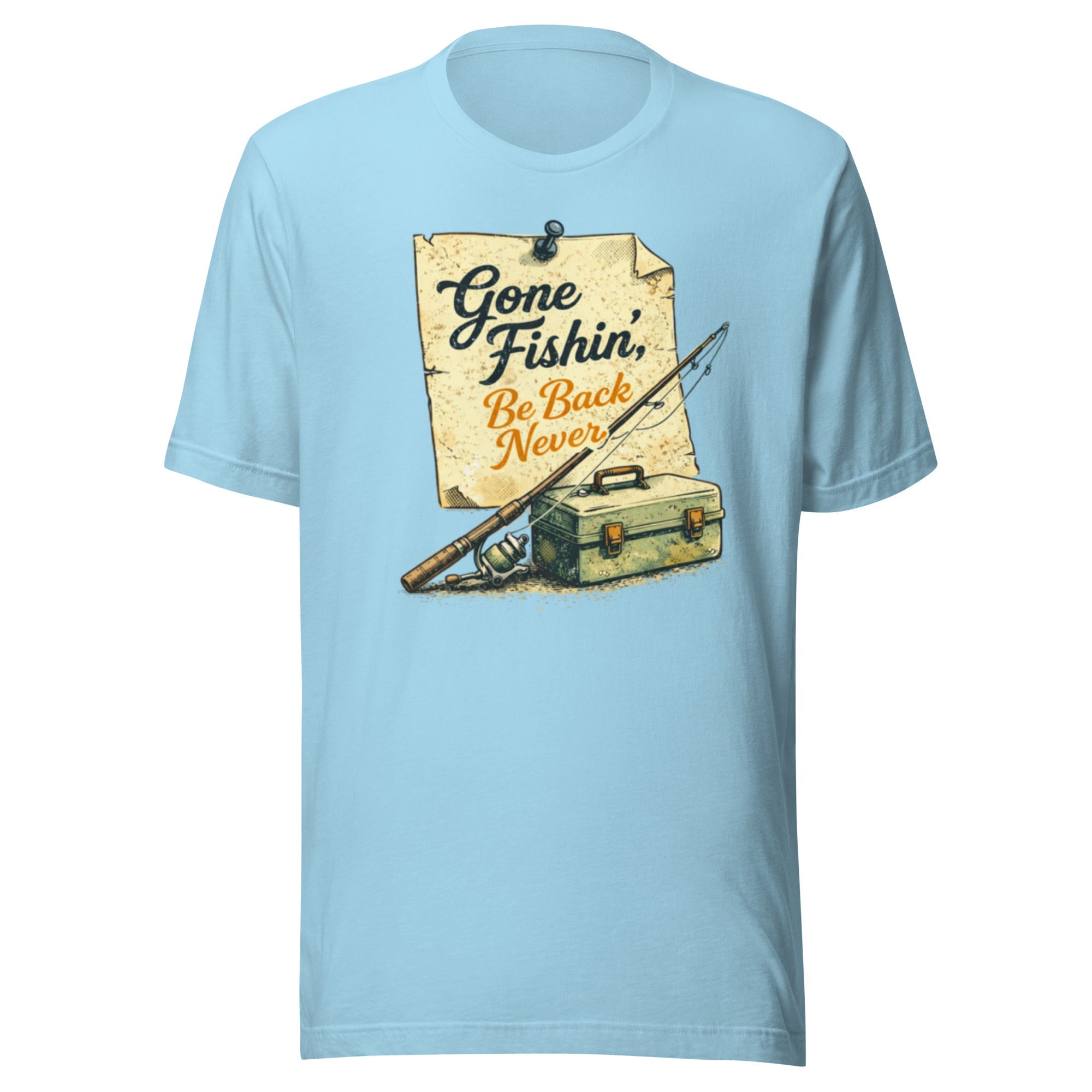 Gone Fishin Be Back Never Shirt | Vintage Note Fishing Design | Classic - Bluegrass Elite Apparel LLC