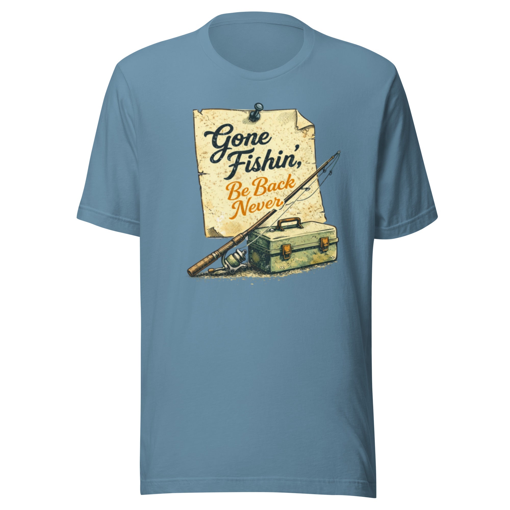 Gone Fishin Be Back Never Shirt | Vintage Note Fishing Design | Classic - Bluegrass Elite Apparel LLC