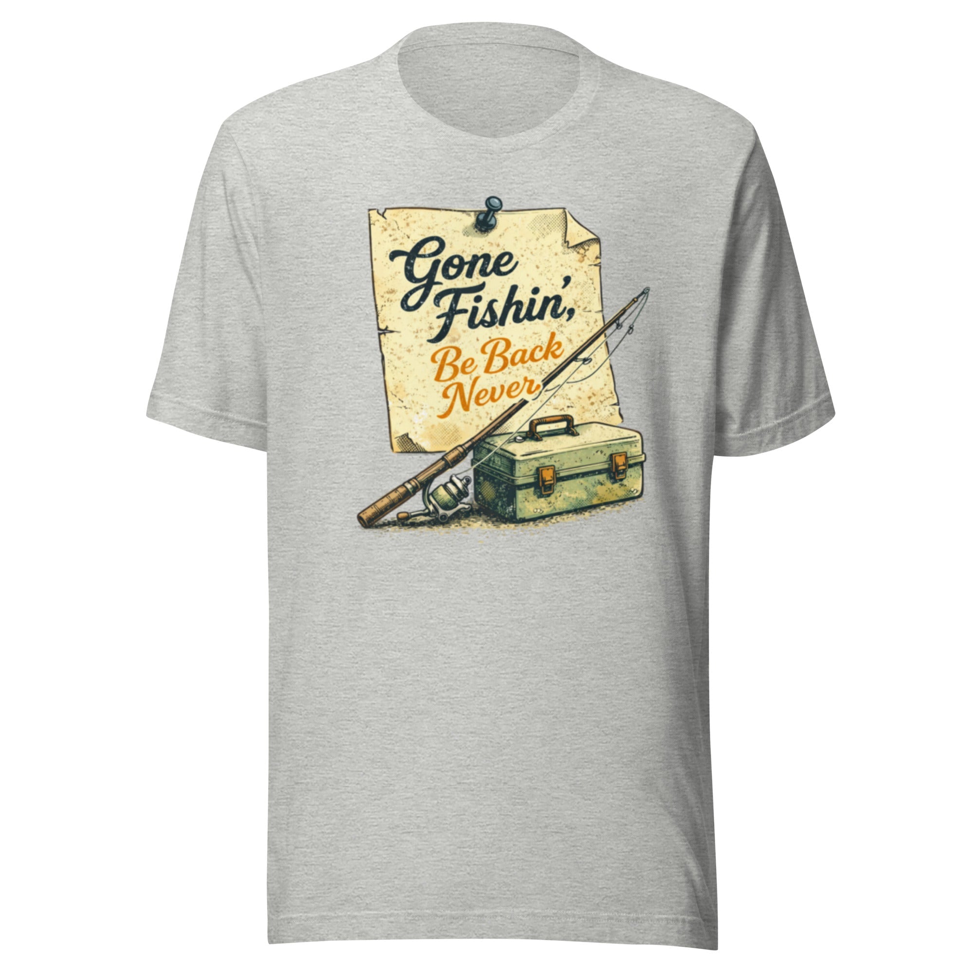 Gone Fishin Be Back Never Shirt | Vintage Note Fishing Design | Classic - Bluegrass Elite Apparel LLC