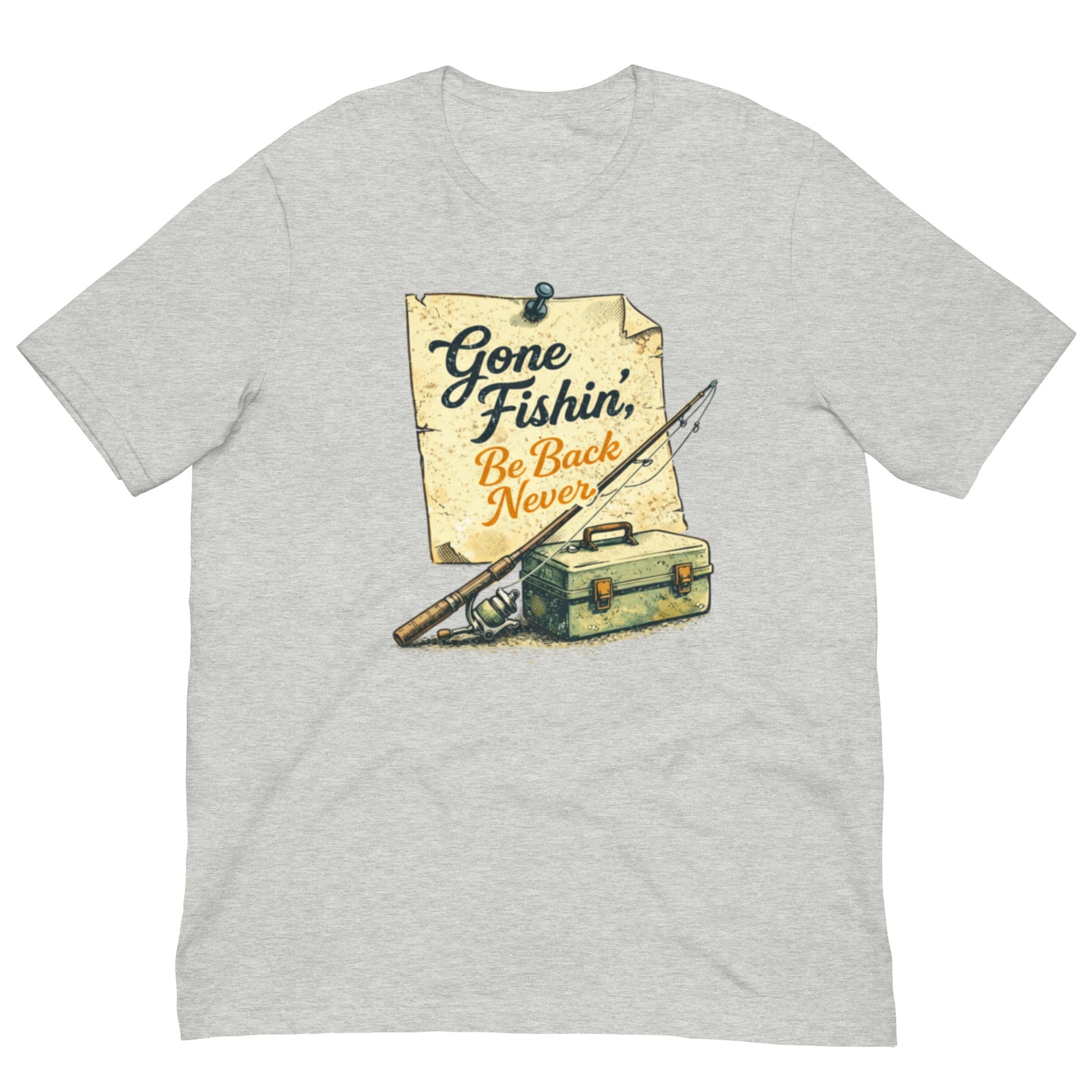 Gone Fishin Be Back Never Shirt | Vintage Note Fishing Design | Classic - Bluegrass Elite Apparel LLC