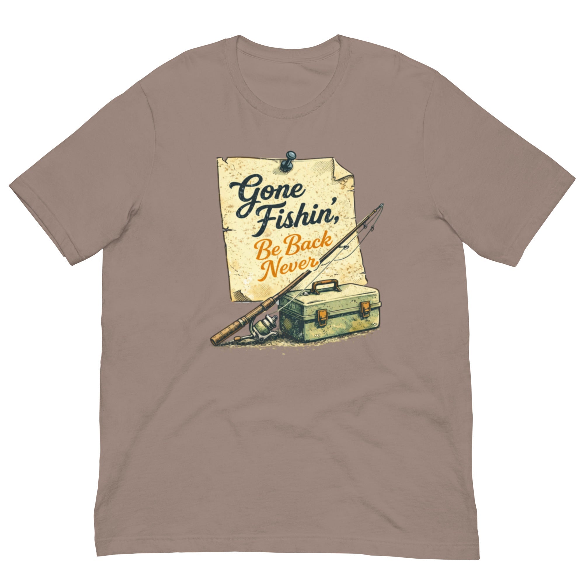Gone Fishin Be Back Never Shirt | Vintage Note Fishing Design | Classic - Bluegrass Elite Apparel LLC