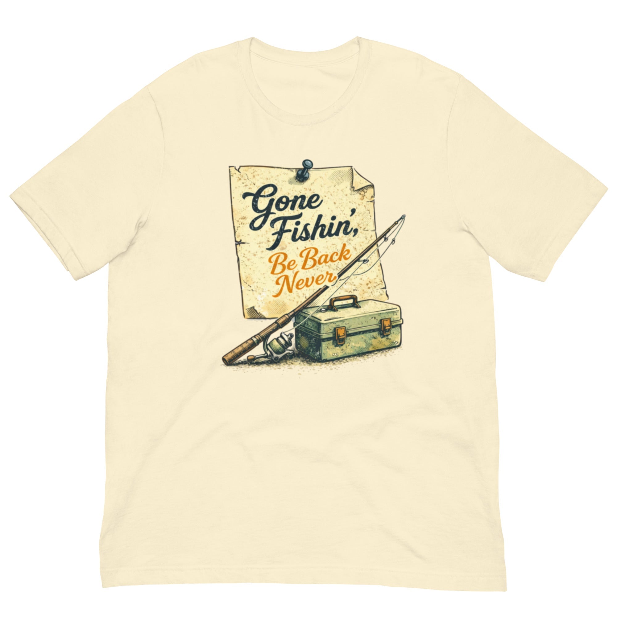 Gone Fishin Be Back Never Shirt | Vintage Note Fishing Design | Classic - Bluegrass Elite Apparel LLC