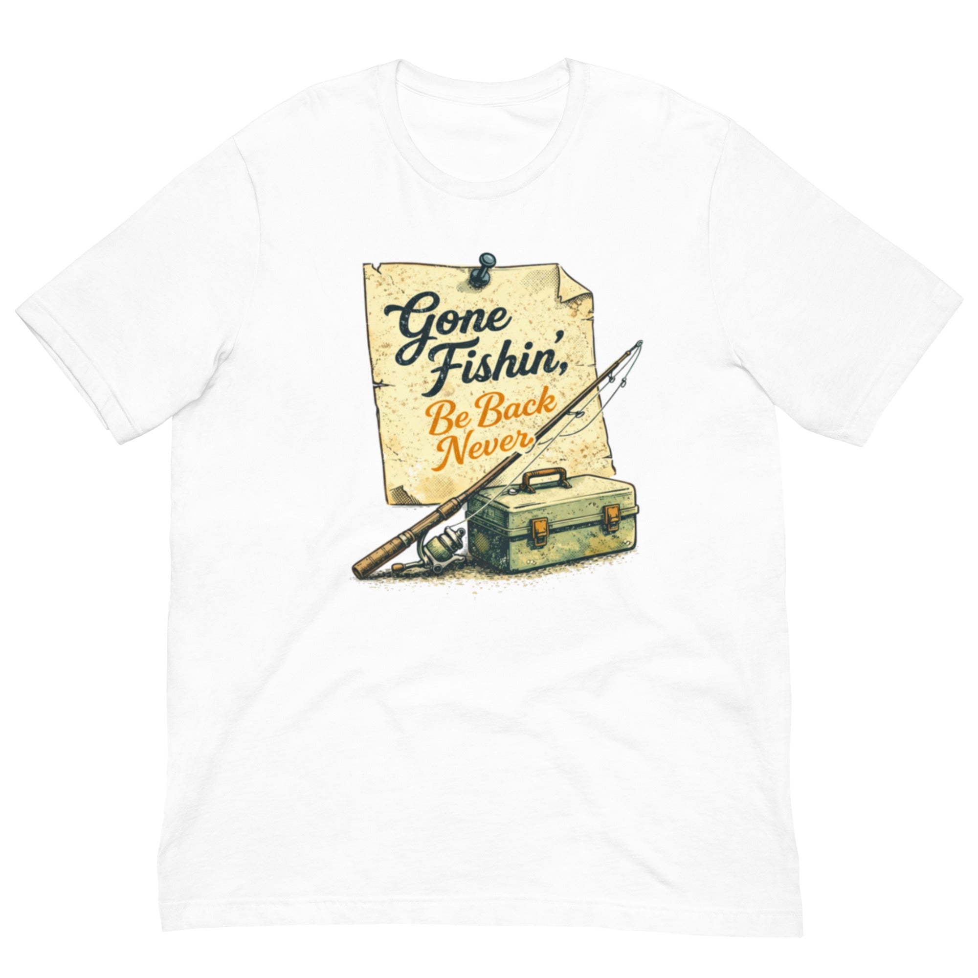 Gone Fishin Be Back Never Shirt | Vintage Note Fishing Design | Classic - Bluegrass Elite Apparel LLC