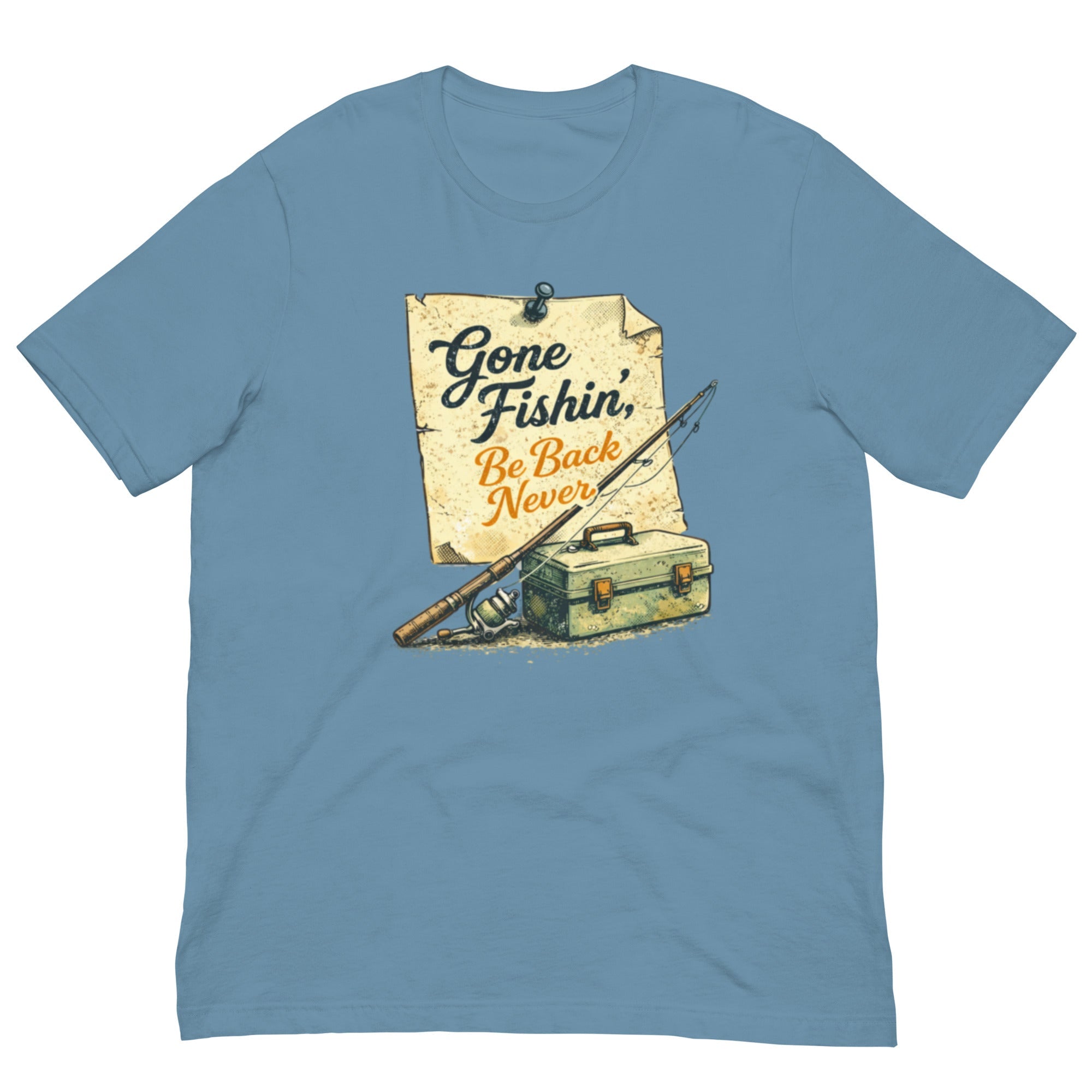 Gone Fishin Be Back Never Shirt | Vintage Note Fishing Design | Classic - Bluegrass Elite Apparel LLC