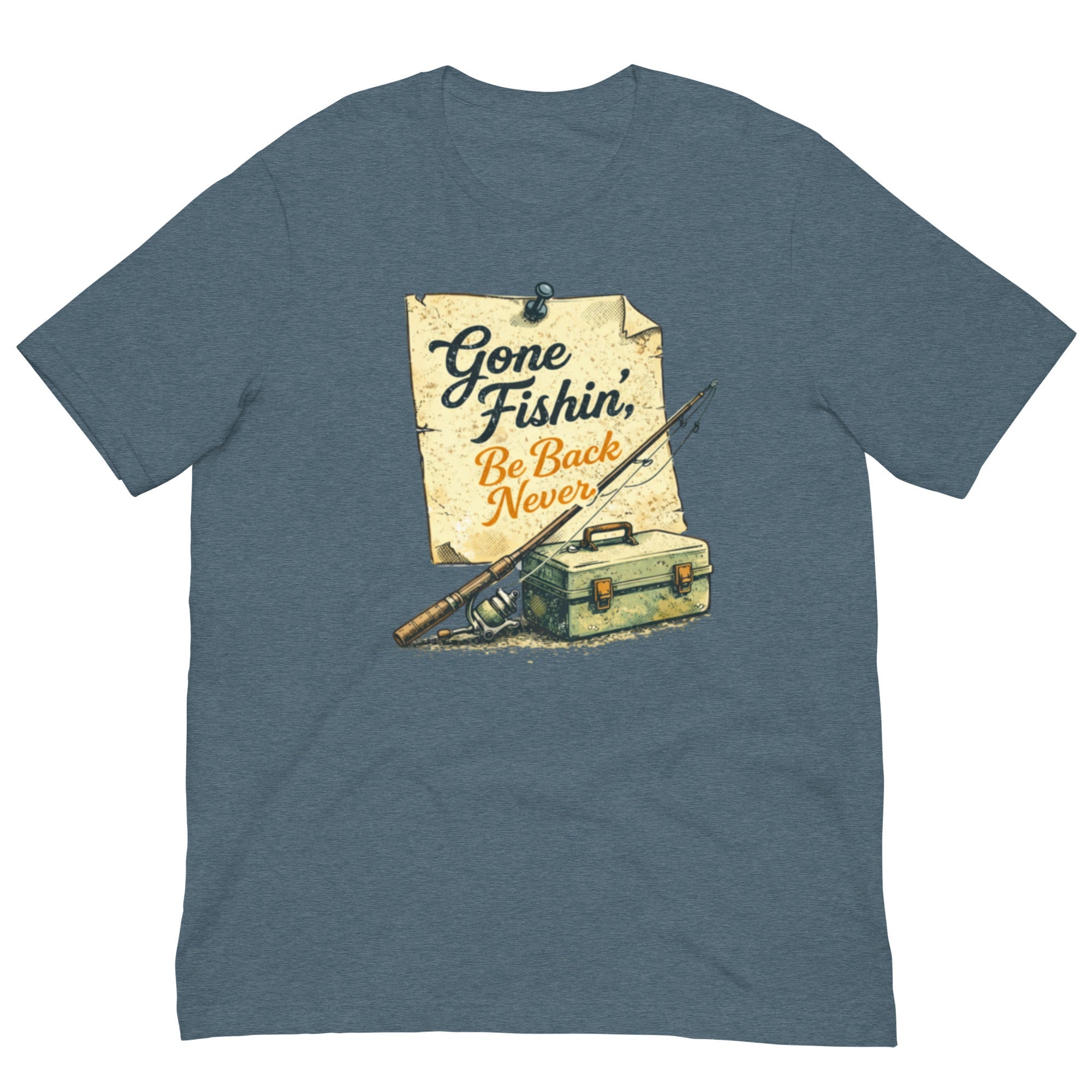 Gone Fishin Be Back Never Shirt | Vintage Note Fishing Design | Classic - Bluegrass Elite Apparel LLC