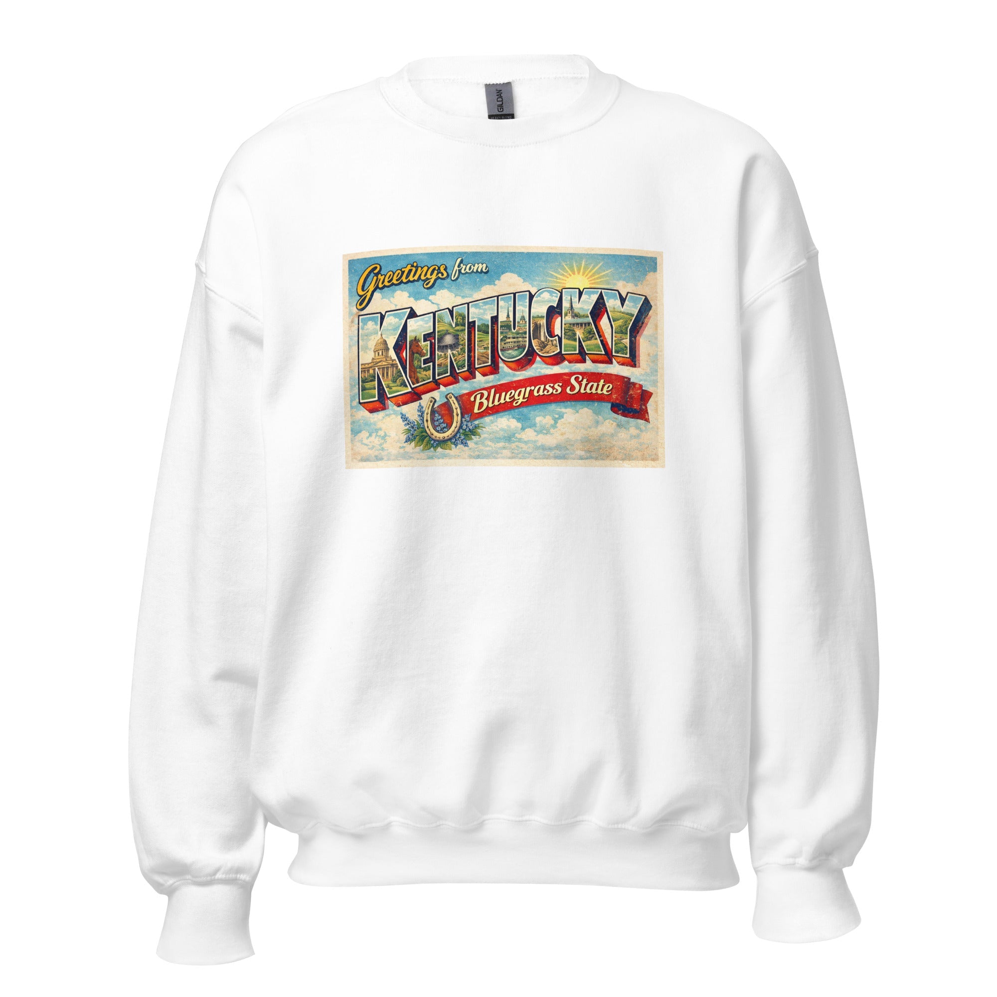 Greetings from Kentucky Sweatshirt | Retro Postcard Graphic | Unisex Pullover - Bluegrass Elite Apparel LLC