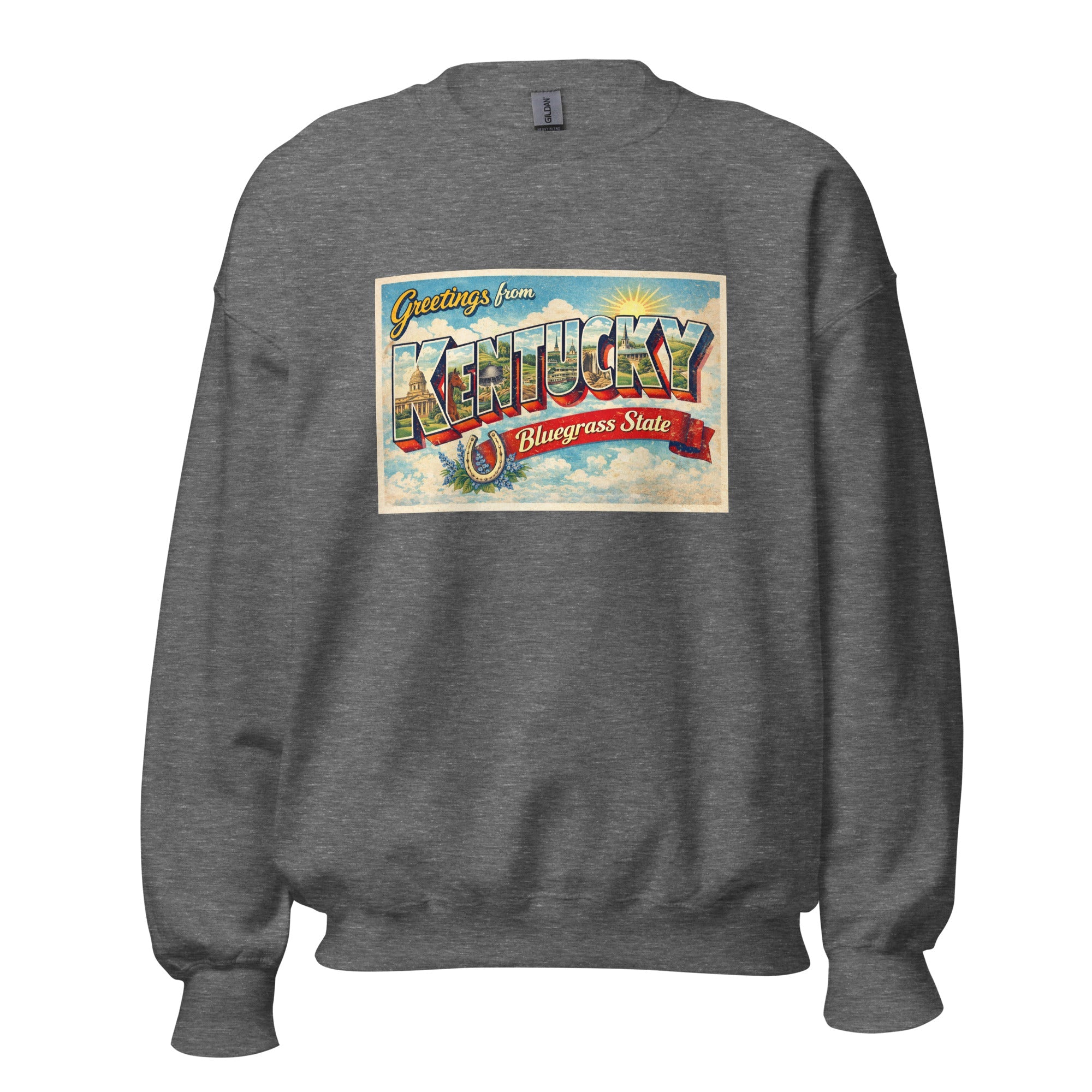 Greetings from Kentucky Sweatshirt | Retro Postcard Graphic | Unisex Pullover - Bluegrass Elite Apparel LLC